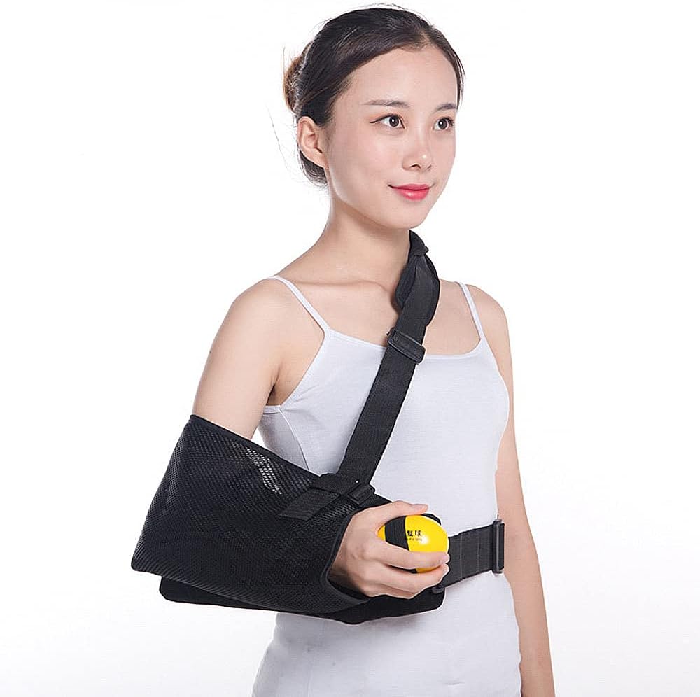 Shoulder Abduction with Pillow Adjustable Arm Sling with Armrest Cushion Pads Arm Brace Support Pain Relief,Left