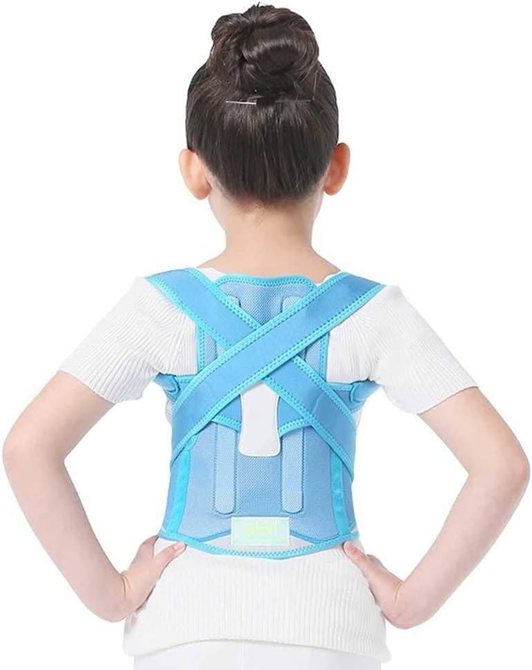 Adjustable Back Posture Corrector with Resin Keel Support Brace Support Belt Posture Corset Correction for Students Children(Blue)