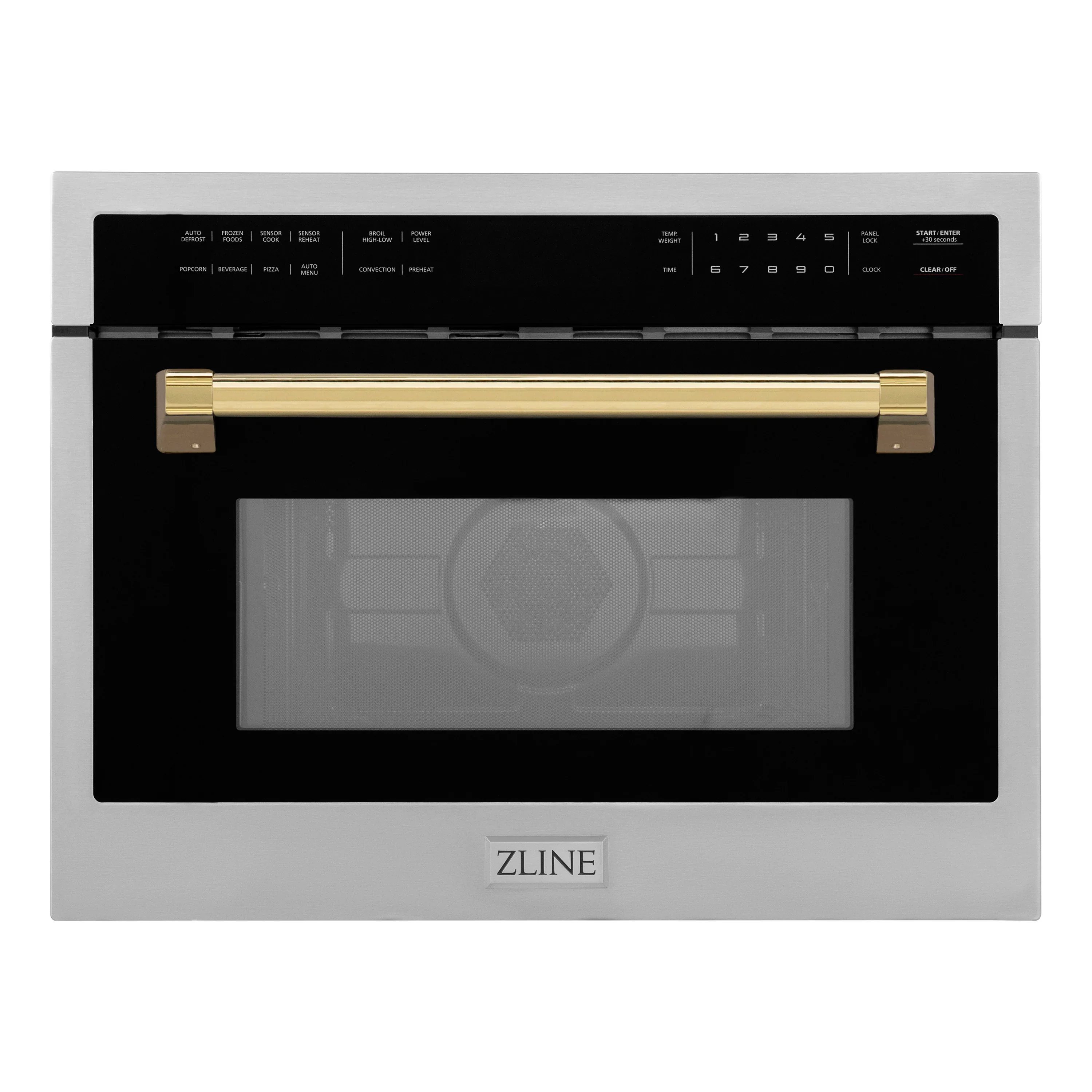 ZLINE Autograph Edition 24-Inch 1.6 cu ft. Built-in Convection Microwave Oven in Stainless Steel with Gold Accents (MWOZ-24-G)