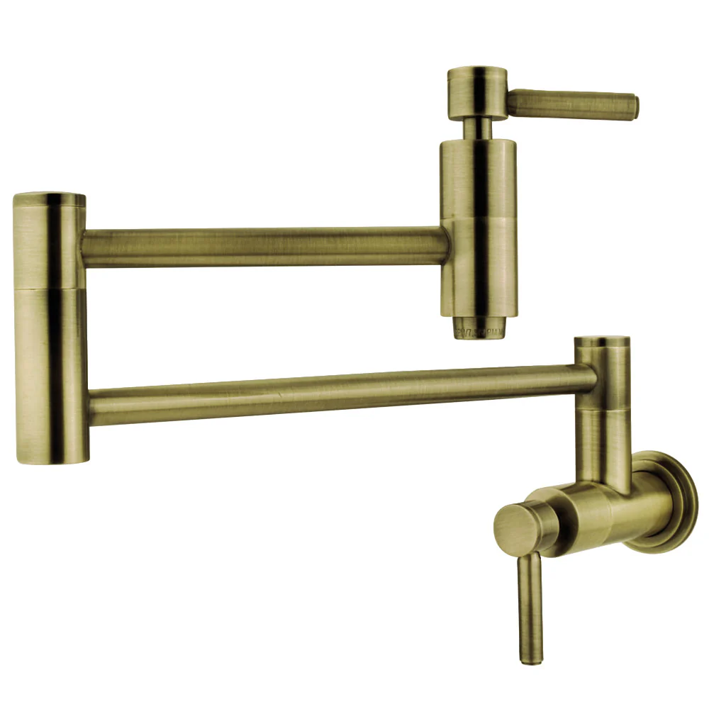 Kingston Brass Concord Wall Mount Pot Filler Faucet, Antique Brass (KS8103DL)