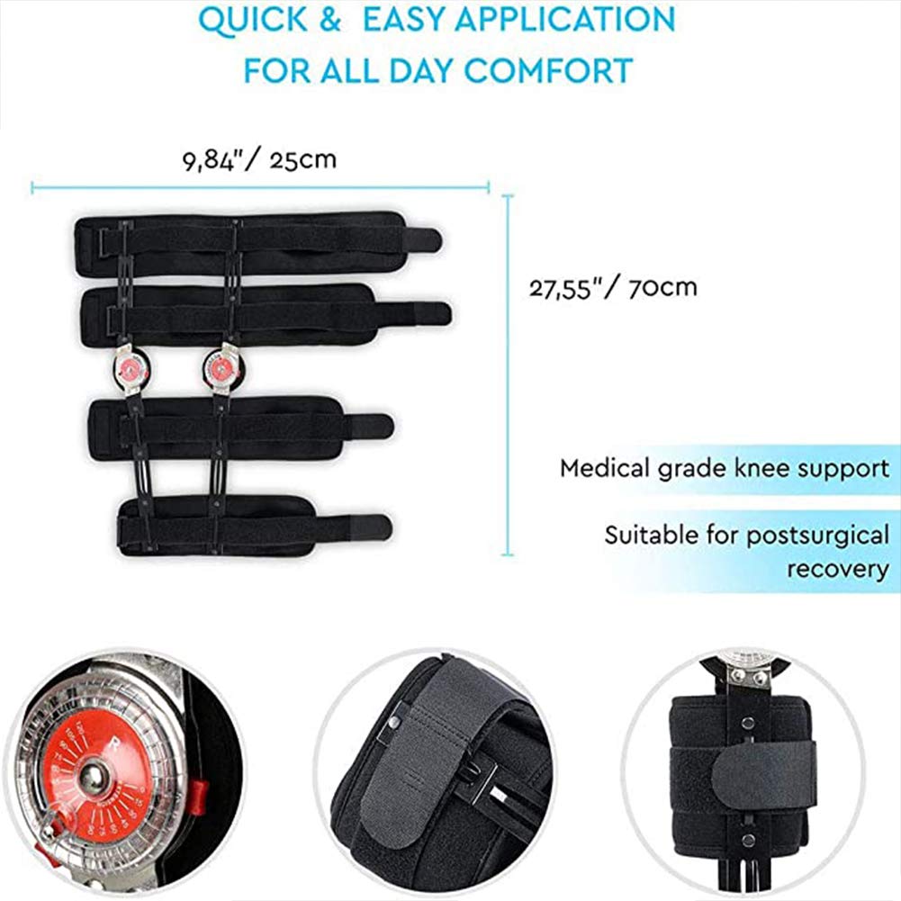 Hinged Knee Brace, Adjustable Length Post Patella Brace Support Stabilizer Pad Orthosis Splint Wrap Medical Orthopedic Guard Protector (L-46 cm