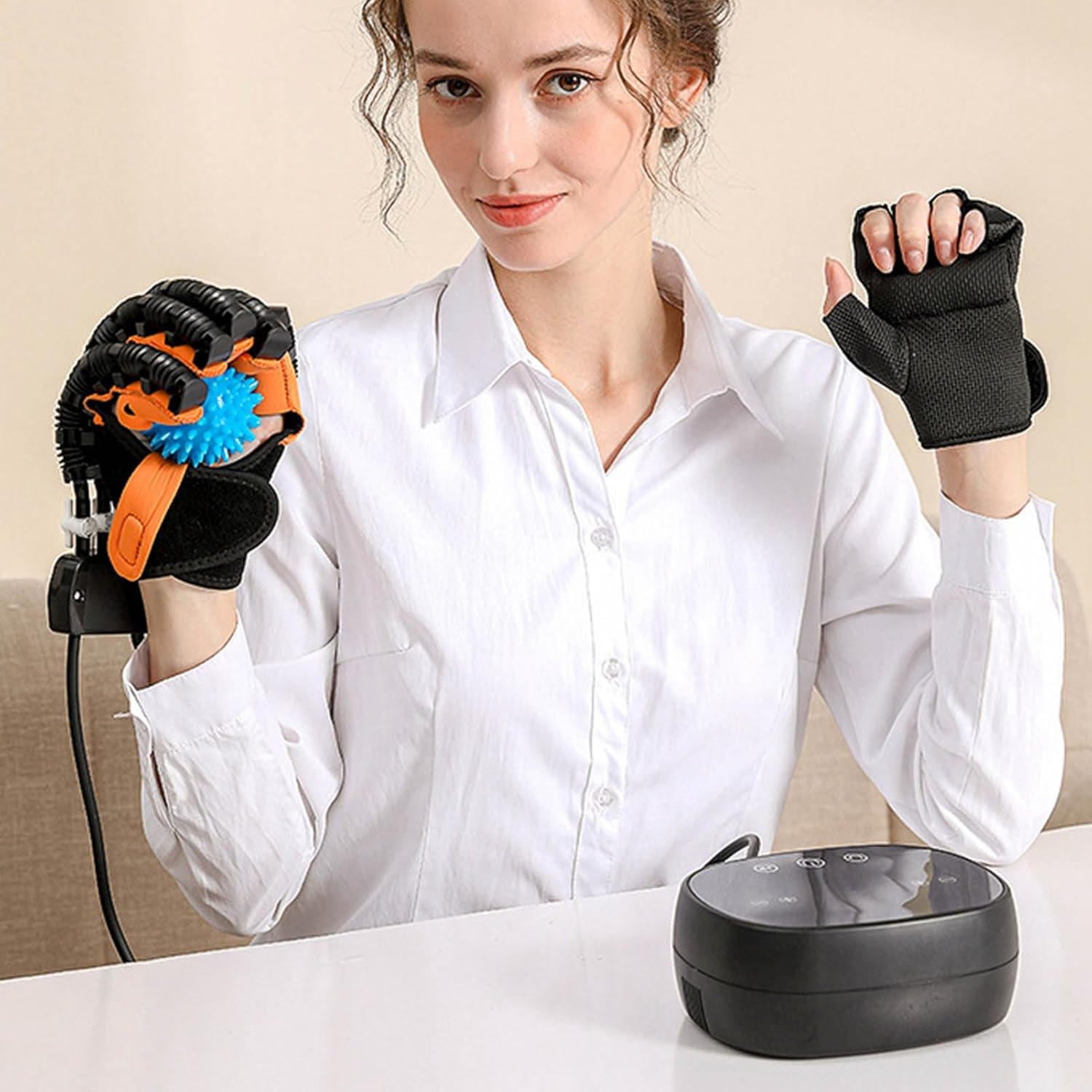 Finger Robot Gloves Splint, Finger Hand Rehabilitation Robot Smart 3 Pump Power Promote Recovery Stiffness Relief for Hemiplegia (Right Hand XL)