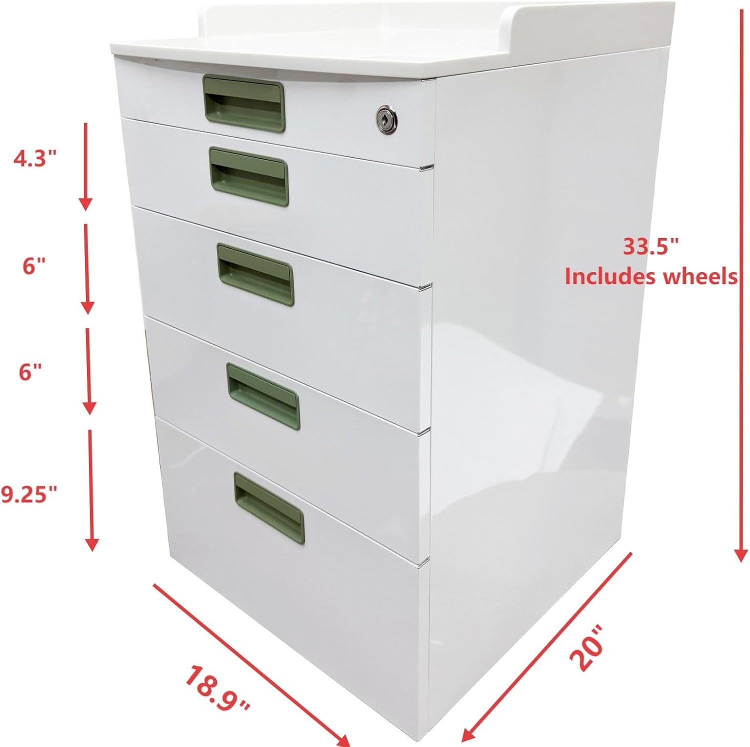 TECHTONGDA 4 Drawer Mobile Dental Assistant Cabinet with Lock and 2 Partition Trays Stainless Steel Medical Cart, White Utility Storage Cart for Clinic Hospital Office Home Use