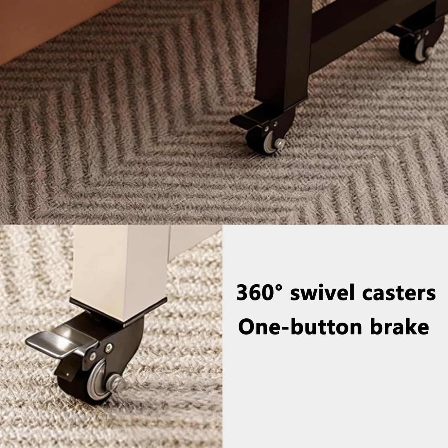 Adjustable Height Overbed Table with Wheels, Standing Mobile Over Bed Tables, Rolling Over The Bed Tables with Baffles, Computer Desk Overbed Desk for Bedroom(White,L120xW50cm/47.2x19.6in)