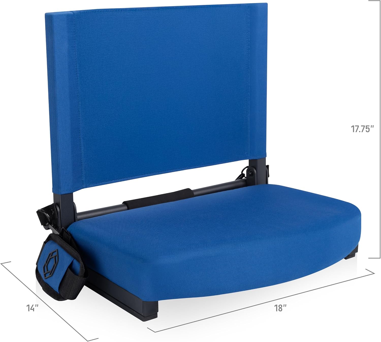 Picnic TIME Gridiron Stadium Seat with Back Support, Folding Bleacher Chairs with Back and Cushion, Thick Padded Stadium Seat and Armrest with Carry Straps, and Bleacher Hook Feature, (Blue)