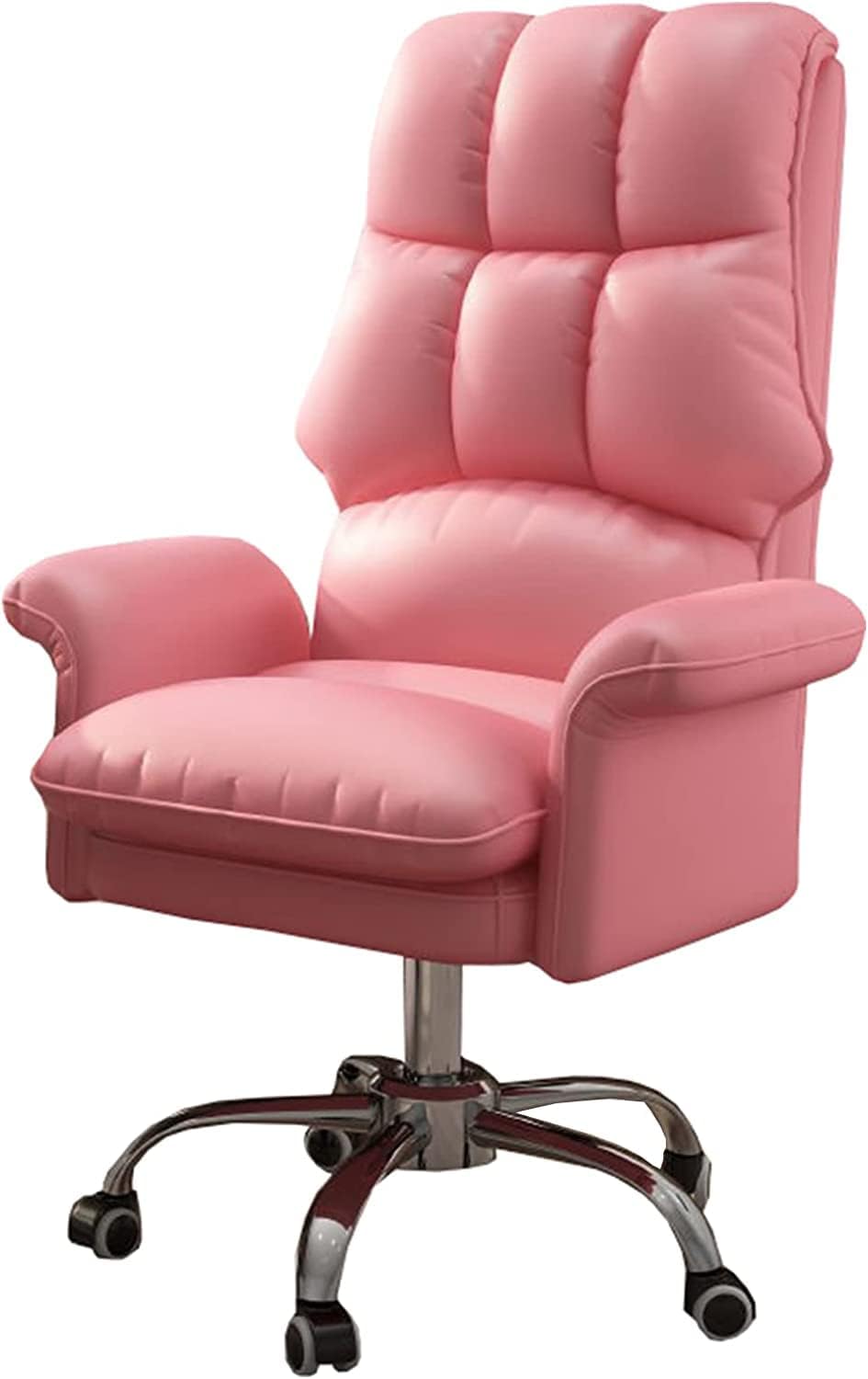 Managerial Chairs, Computer Chair with Wheels and Ar?ms, Home Reclining Office Chair, with Back Support Comfortable Boss Chairs, Gaming Seat Sedentary Sofa Chair, Swivel Ba,Pink-One Side