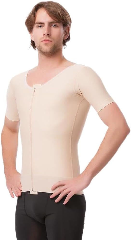 Isavela Mens Vest With Above Elbow Sleeves And Front Center Zipper