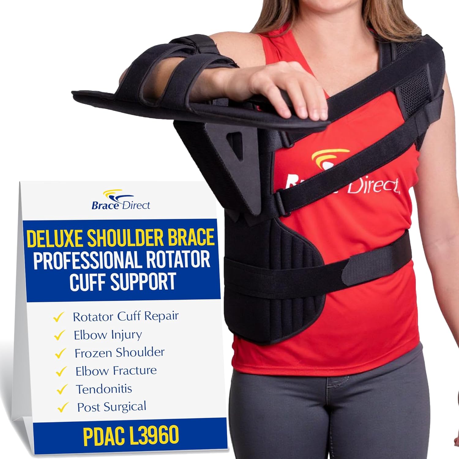Deluxe Shoulder Abduction Brace - Rotator Cuff Repair, Frozen Shoulder, Post Surgery Immobilizer with Adjustable Wedge L3960