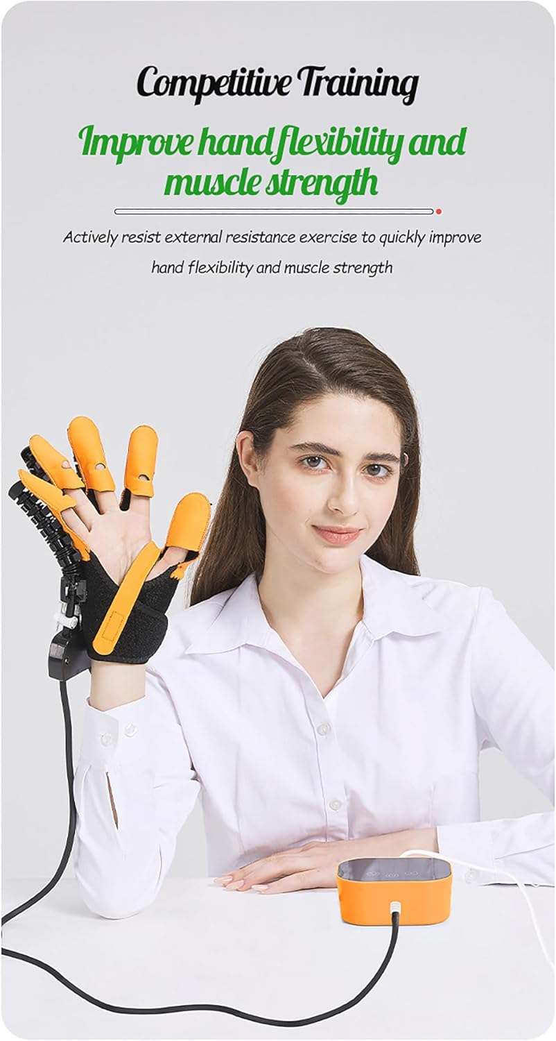 Rehabilitation Robot Gloves Hemiplegia Hand Stroke Recovery Equipment with 3 Training Modes, Robot Hand Glove Finger Trainer with Strength Adjustment