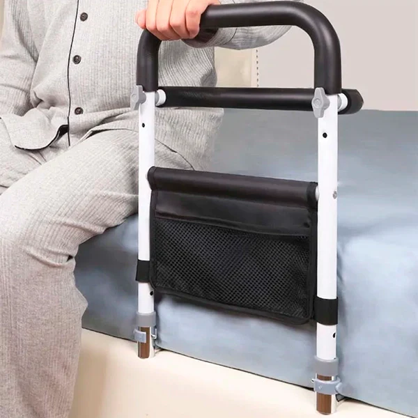 Adjustable Bed Rail Grab Bar with Non-Slip Surface and Storage Bag