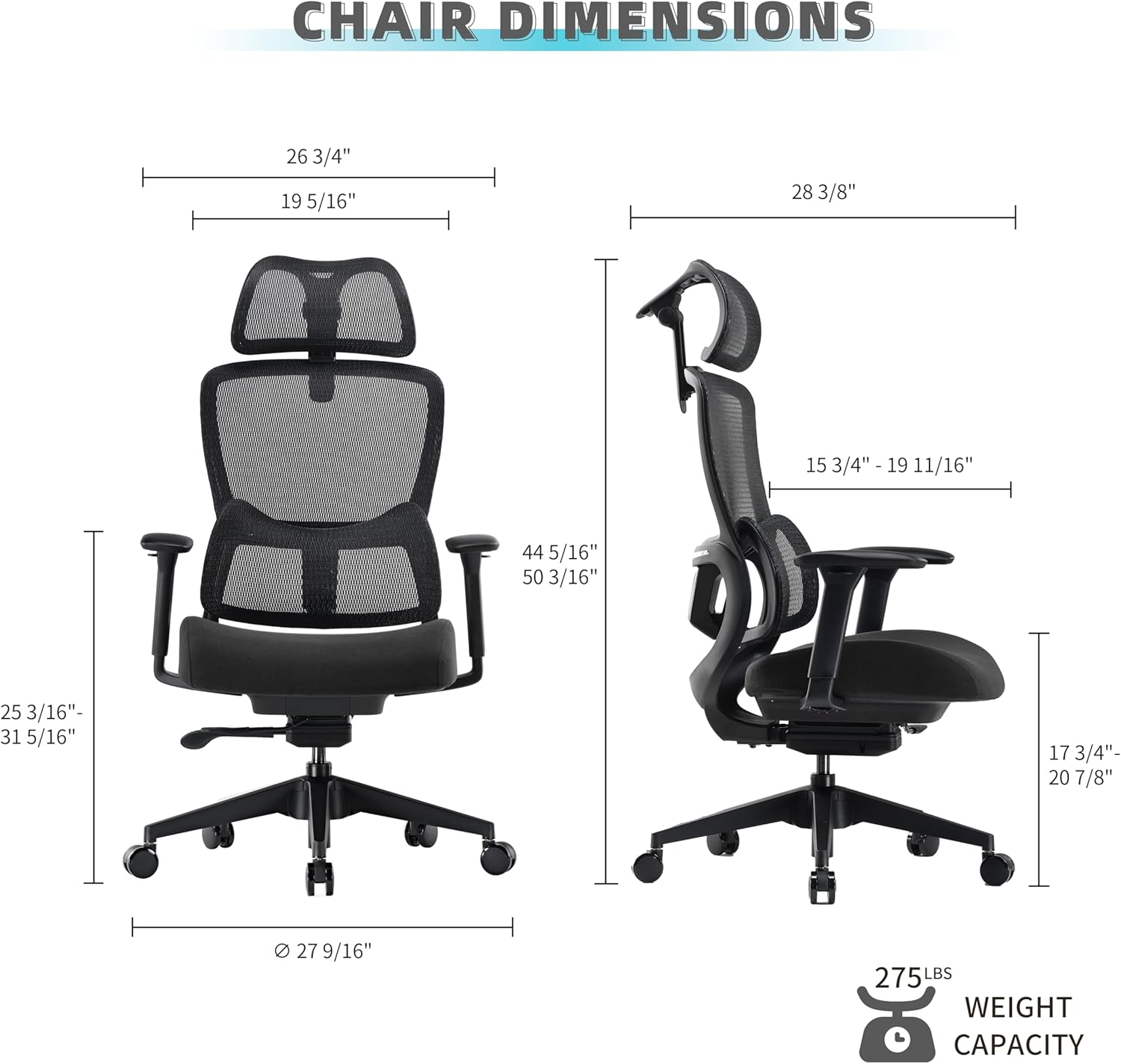 EUREKA ERGONOMIC Office Chair Mesh with Wheels, Ergonomic Chair with Lumbar Support, Home Office Desk Chair with Adjustable Seat Depth, 3D Armrest & Headrest, Black