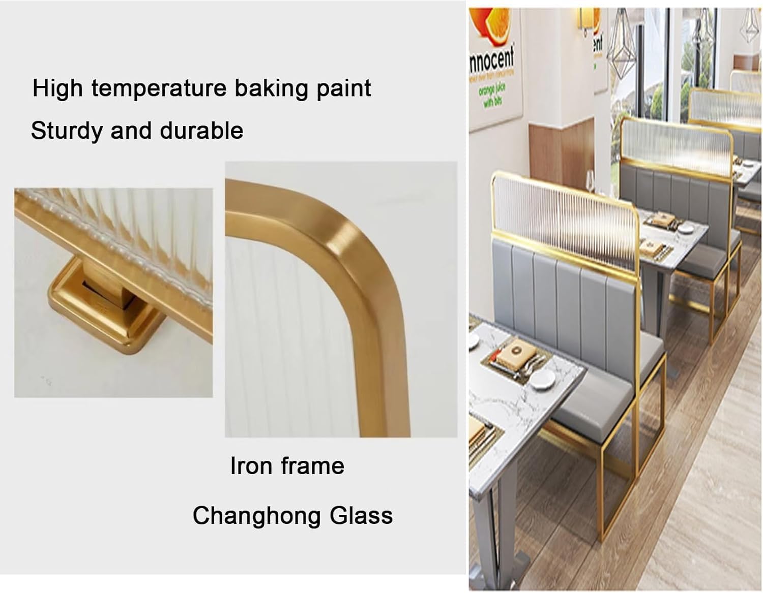 Standing Dining Room Partition Striped Glass Dining Room Screen Partition Office Screen Decorative Partition Dining Room Study Living Room Privacy,Black-30x110c(Gold-30x70cm