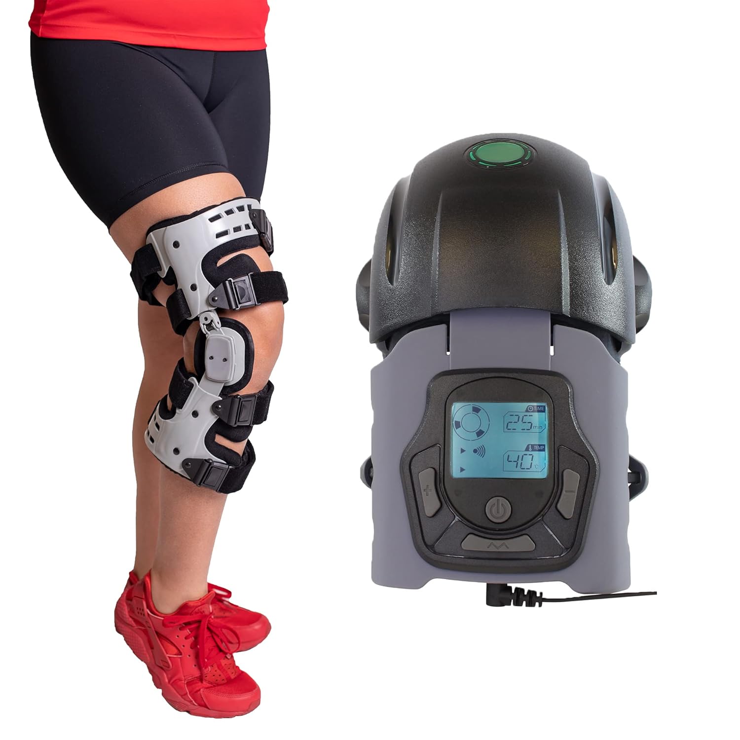 Brace Direct OA Unloader Brace + Heated Knee Massager- Complete Knee Pain Relief Bundle- For Osteoarthritis, Arthritis, Injury, Stiffness