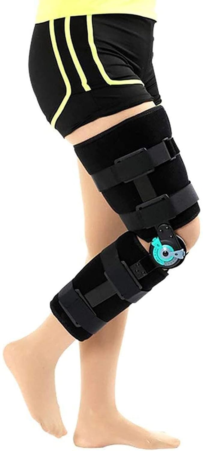Hinged Knee Brace, Adjustable and Breathable Hinged Knee Brace with Adjustable Dials, Orthosis Stabilizer Hinged Immobilizer for Tendon Strains, Joint Pain, Injury Recovery(