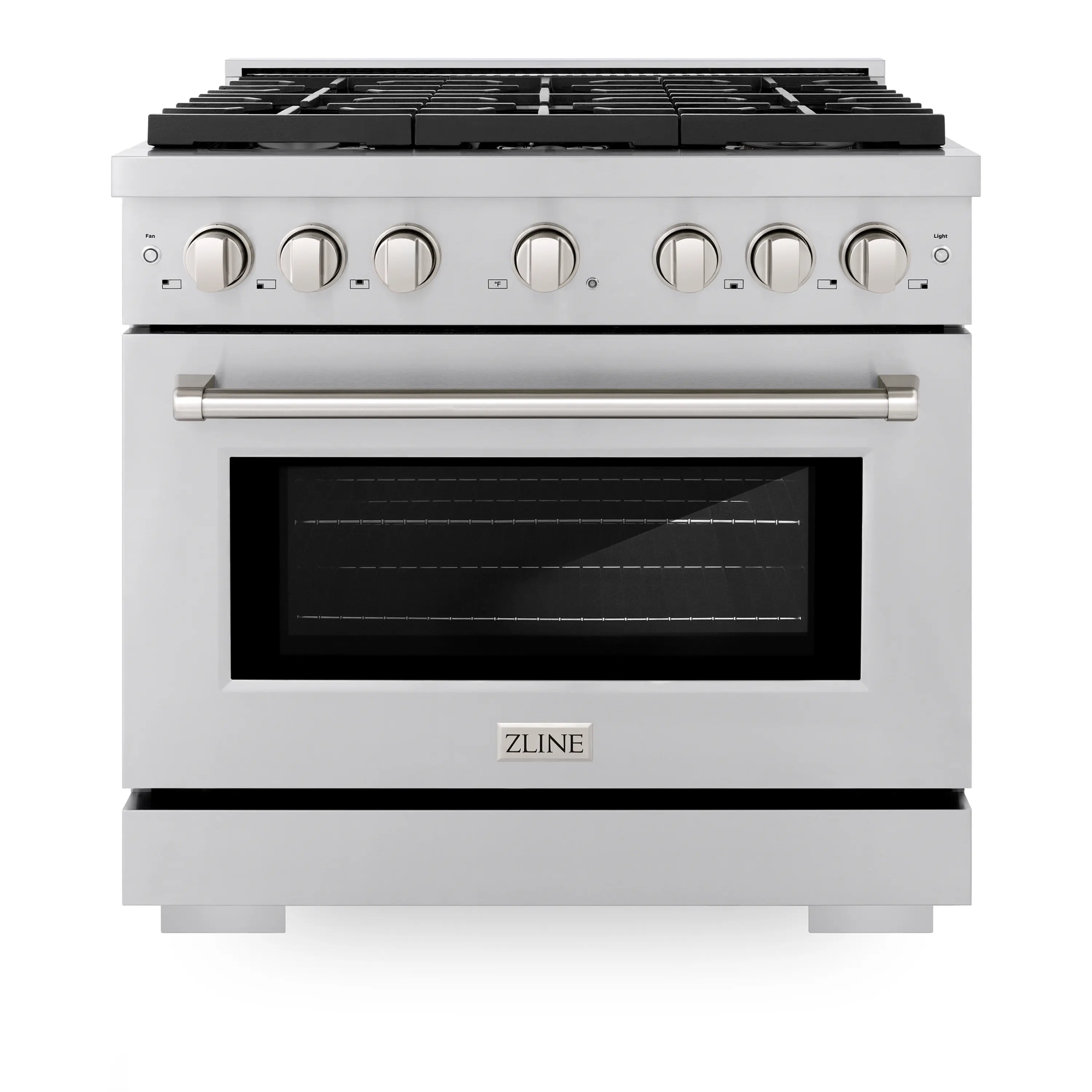 ZLINE 36-Inch 5.2 cu. ft. Paramount Dual Fuel Range with 6 Burner Gas Cooktop and Electric Convection Oven in Stainless Steel (SDR36)