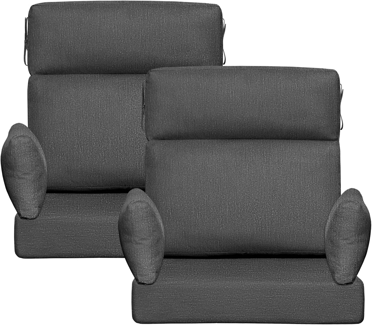 Outdoor High Back Chair Cushion, 2 Pack 48 x 24 inches Patio Chair Cushions Water Repellent Rocking Cushions Indoor Furniture Seat Pad with 2 Pillows, Charcoal Gray