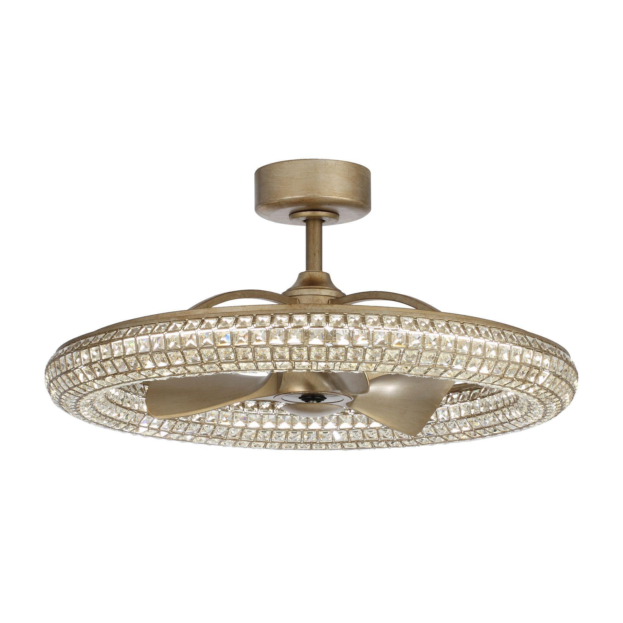 Parrot Uncle 33-Inch Modern DC Motor Crystal Ceiling Fan with Lighting and Remote Control (BBA802901CA110V)