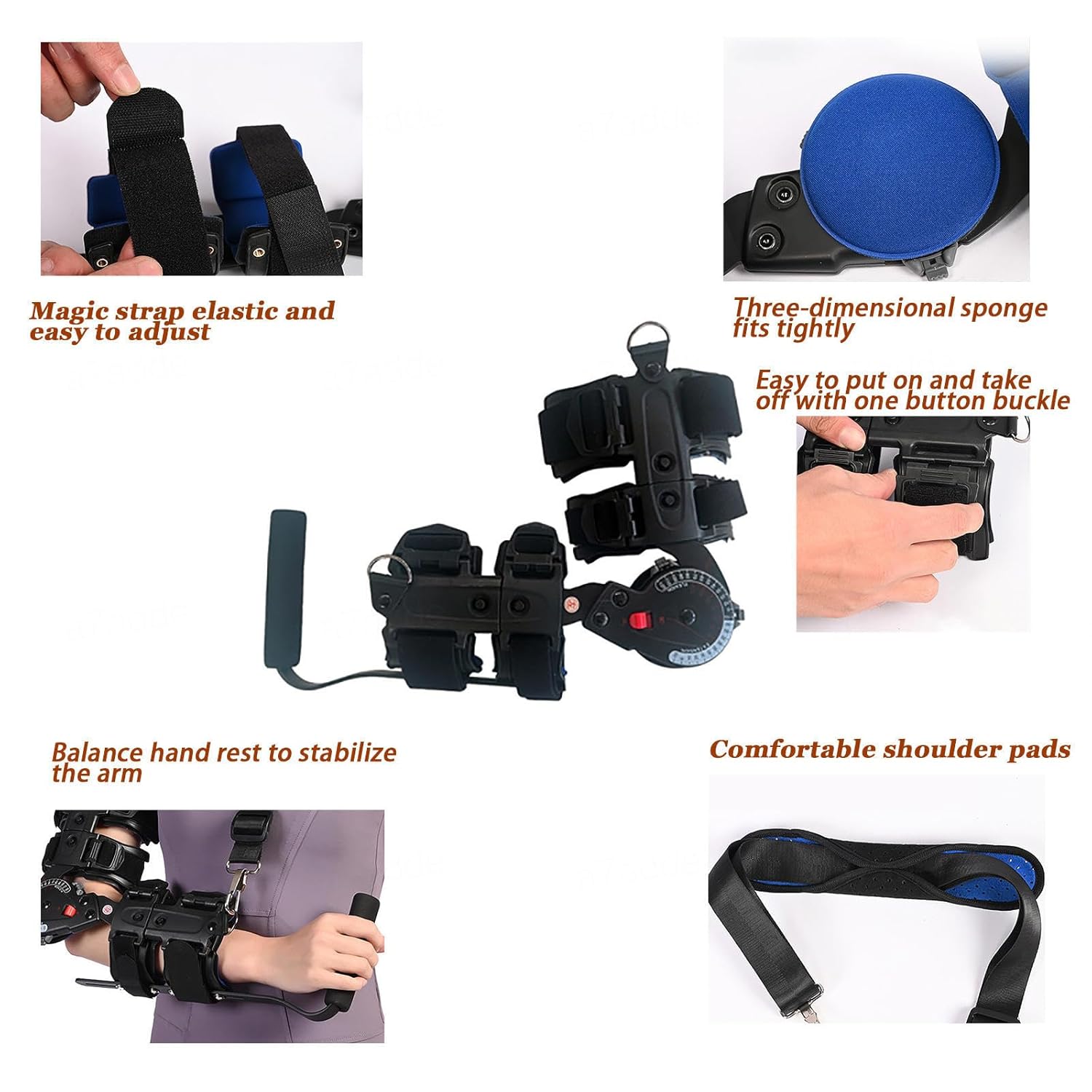 ROM Post Op Hinged Elbow Brace with Strap Sling,Adjustable Elbow Stabilizer Splint Arm Injury Recovery Support After Surgery,Men and Women Sports Surgery Injury Recovery Pa(Right