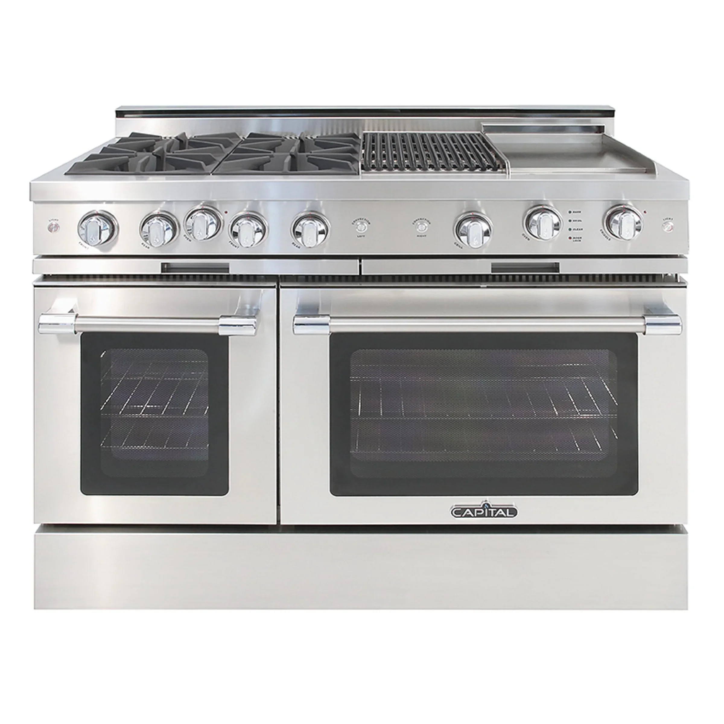 Capital 48-Inch Grand Chef Gas Range in Stainless Steel with 4 Open Burners, Grill, & Griddle (CGSR484BG)