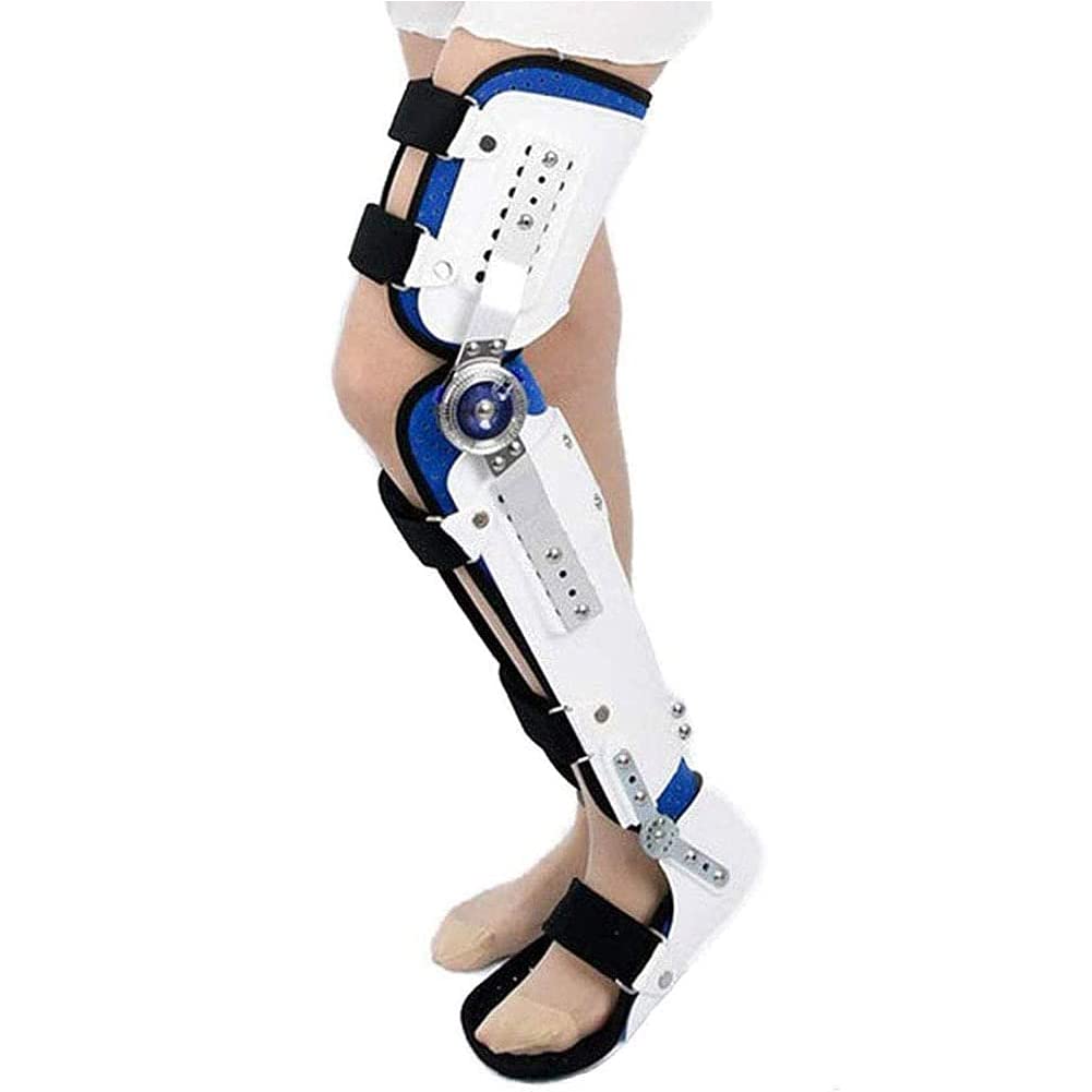 Hinged Knee Foot Support Brace, Adjustable Post Op Knee Support Orthosis Immobilizer Protector,Knee Ankle Foot Orthosis Rehabilitation Equipment Fixed Brace (Left