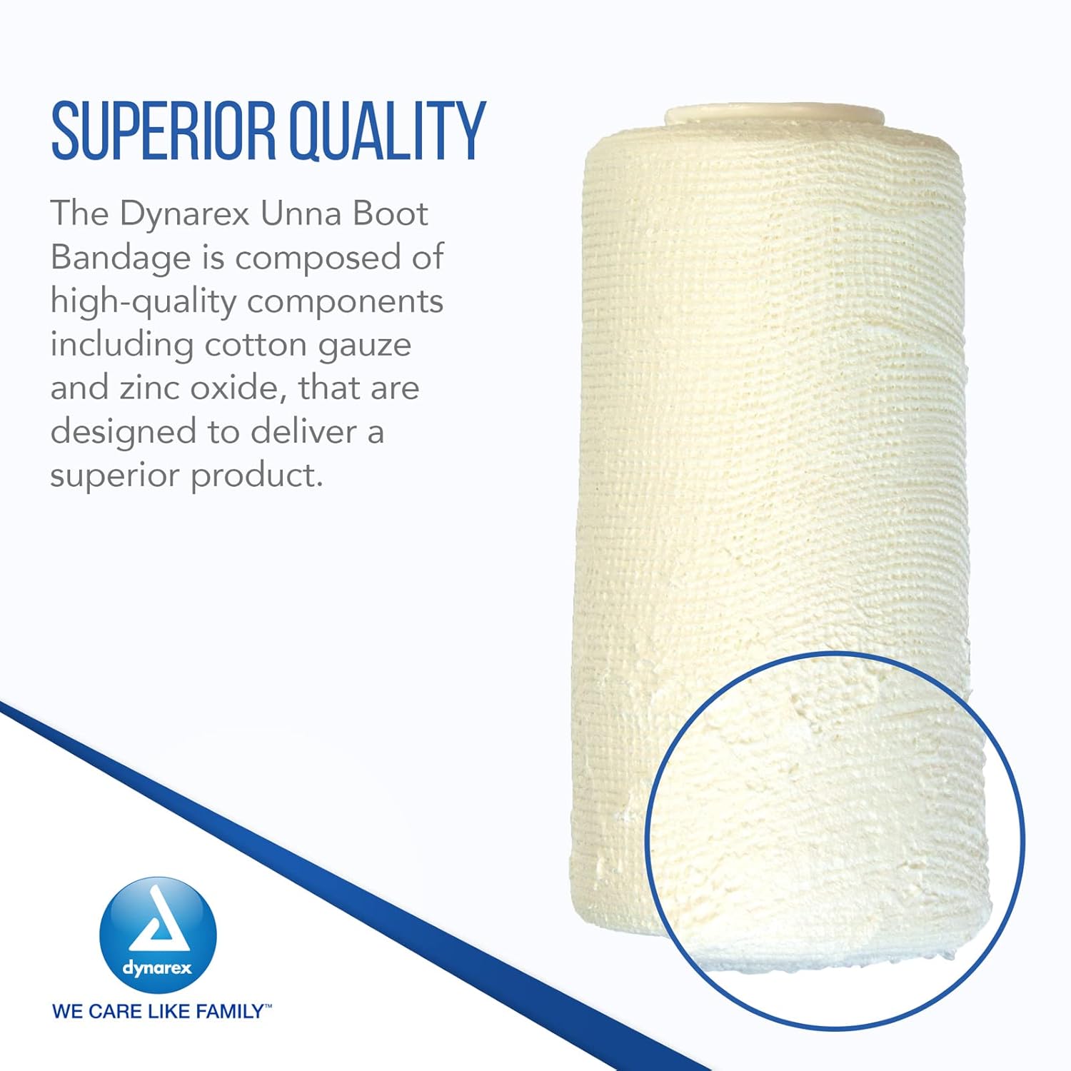 Dynarex Unna Boot Bandage, Individually Packaged, Provides Customized Compression, with Zinc Oxide, Soft Cast, 4” x 10 Yards, 1 Case of 12 Bandages (Packaging May Vary)