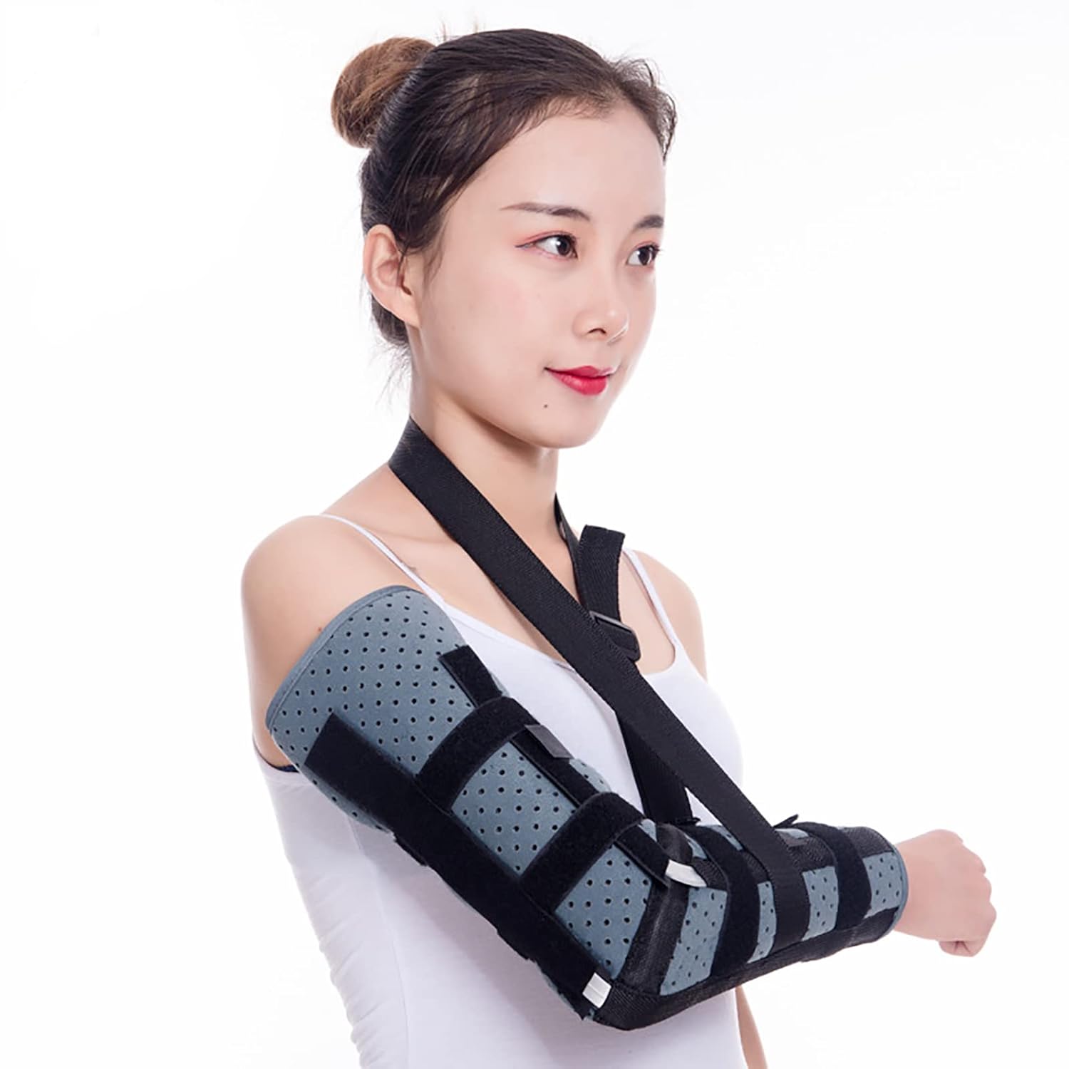 HAILM Arm Sling Breathable Arm Sling for Left And Right, Breathable Immobilizer Shoulder Arm Sling with Waist Strap, Adjustable Arm Support,M