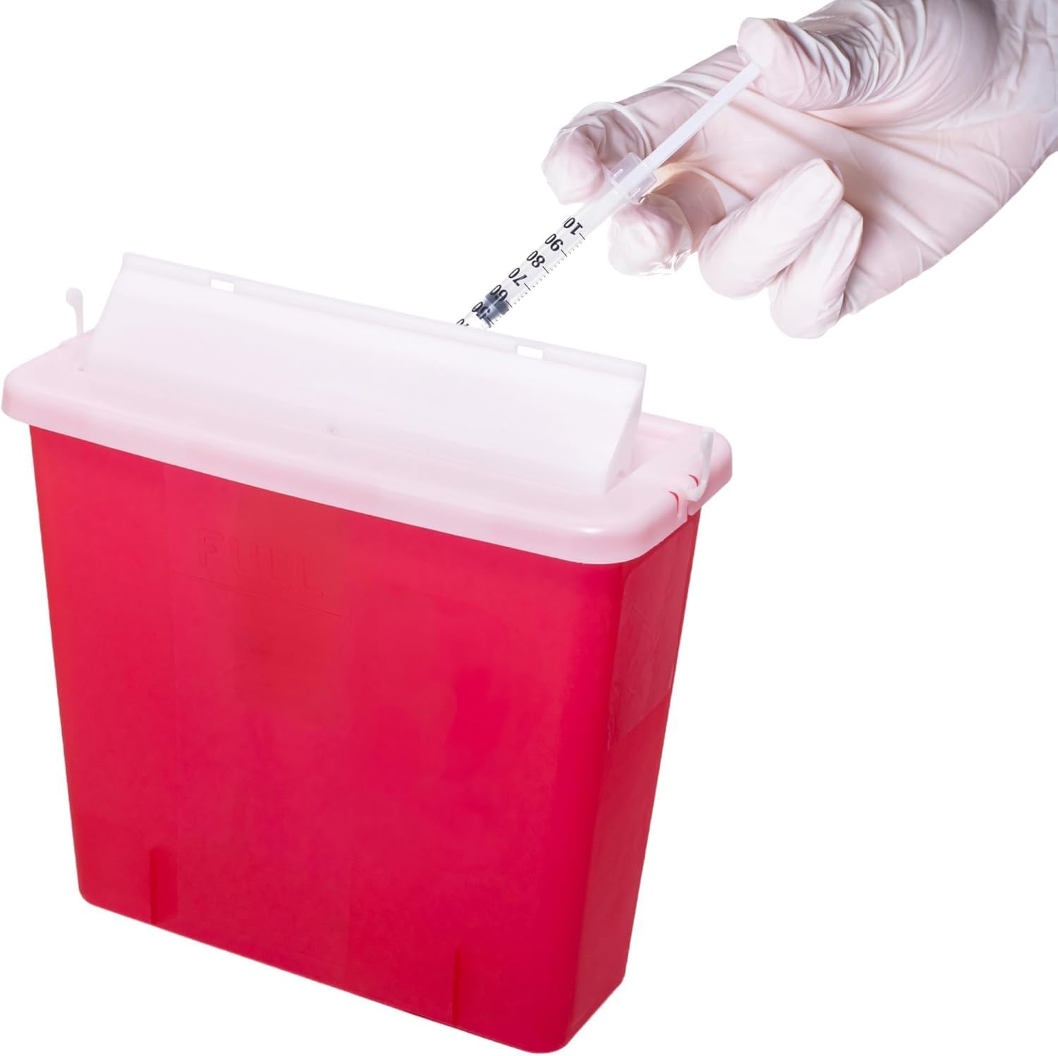 Sharps Container 5 Quart with Mailbox Style Lid - Large - Puncture Resistant for Safe Needle Disposal - for Home, Travel and Medical use(20 Pack)