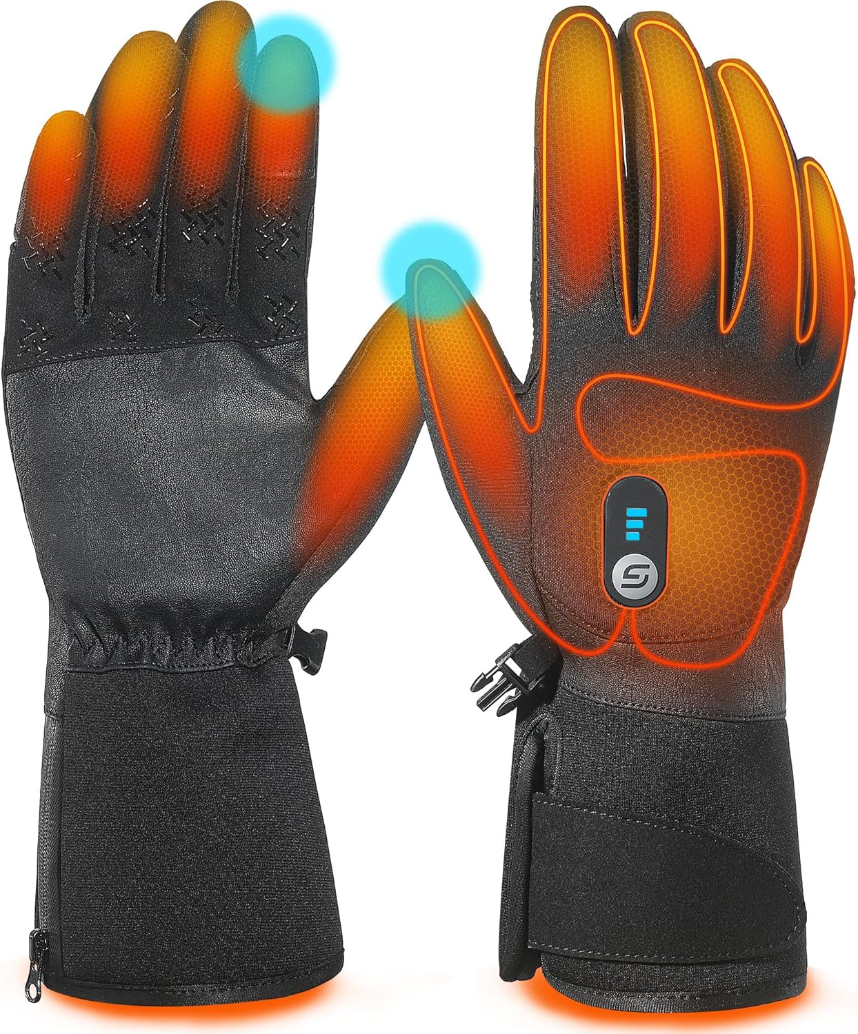 JS LifeStyle Heated Gloves for Men Women,7.4V 3000mAh Rechargeable Wear-Resistant with Touch Screen and Light-Off Design