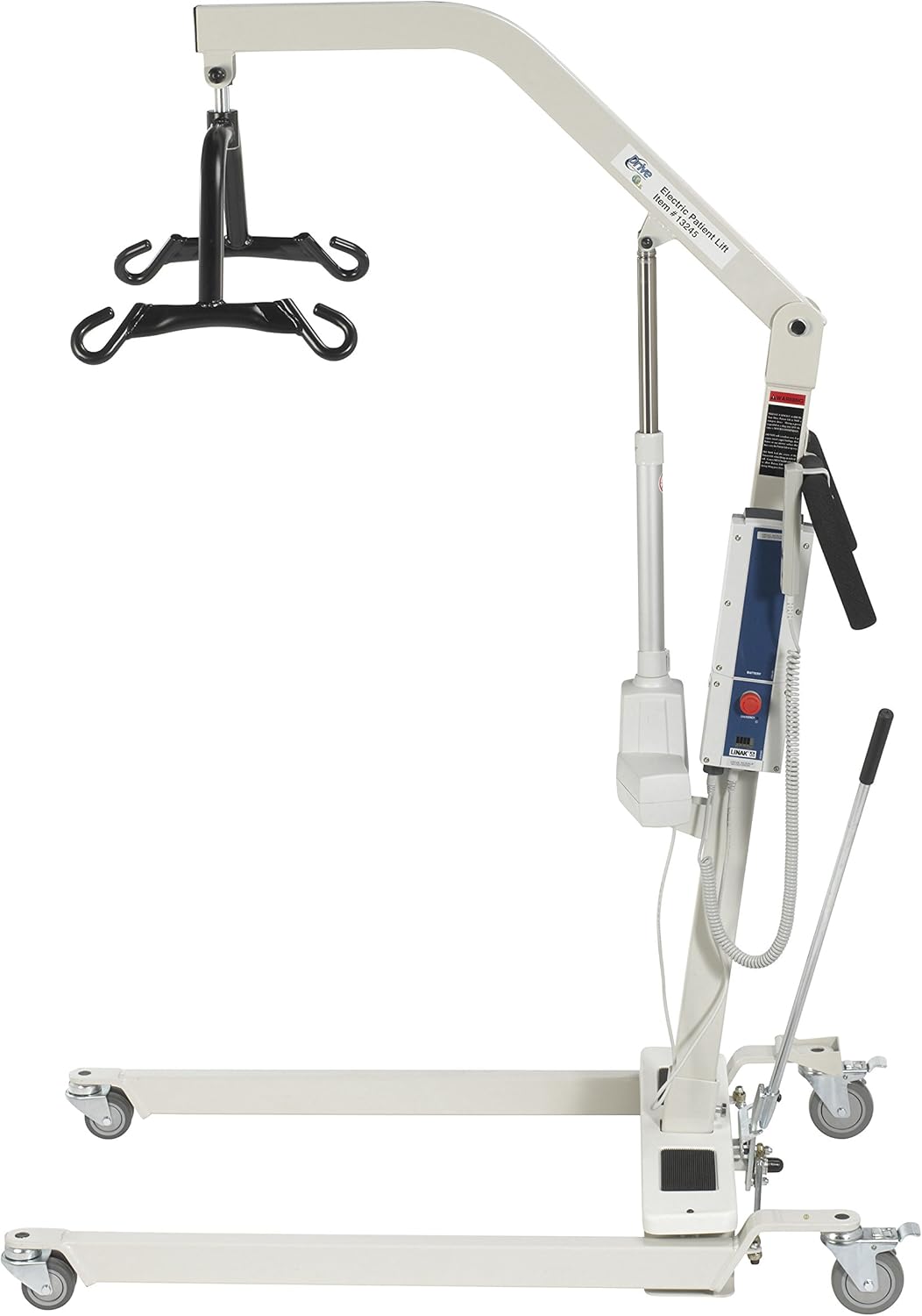 Drive Medical 13244 Medical Bariatric Electric Patient Lift with Rechargeable Battery and Six Point Cradle, White