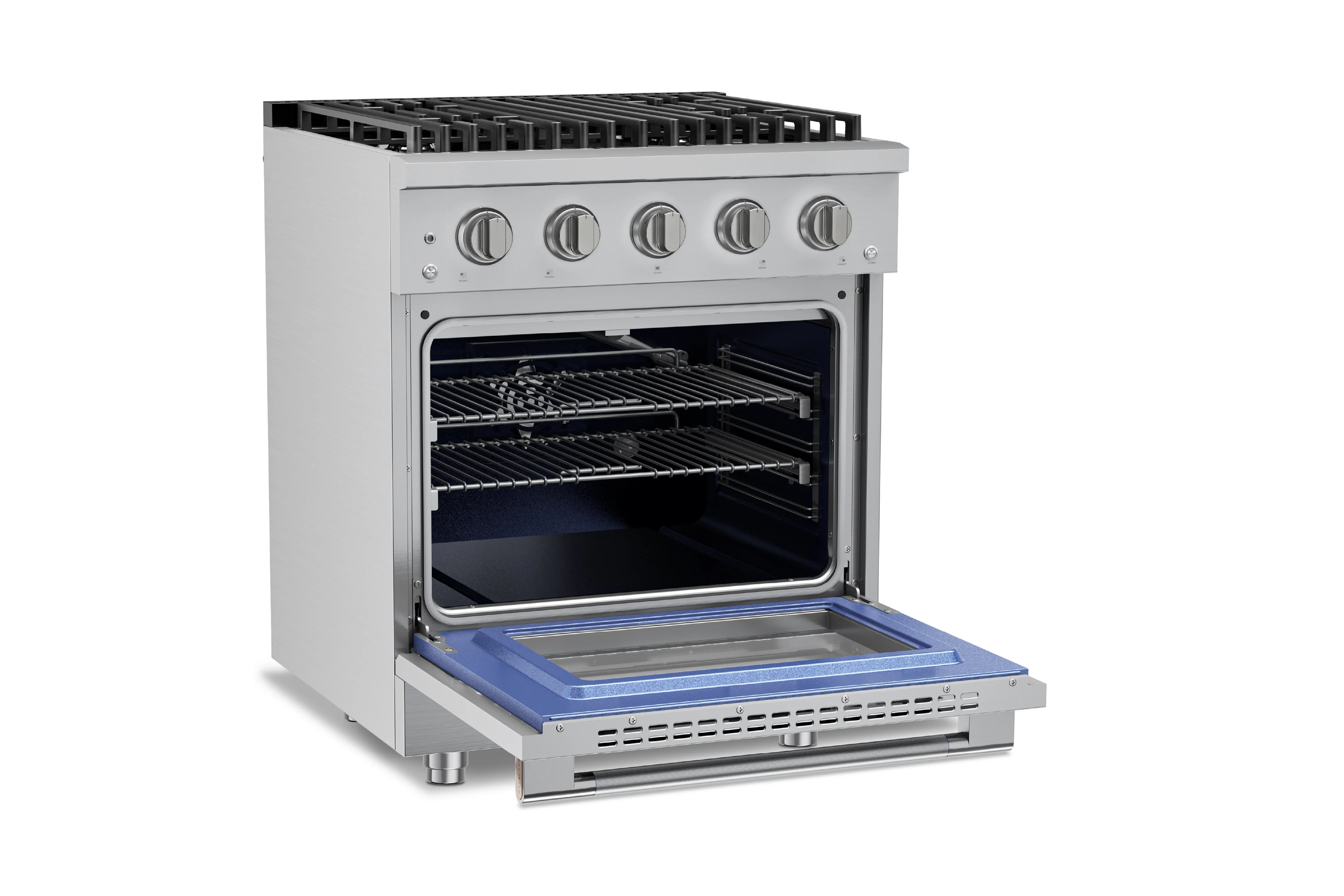 Hauslane HausPro Series 30-Inch Gas or Dual Fuel Range with 4 Burners and Convection Oven in Stainless Steel