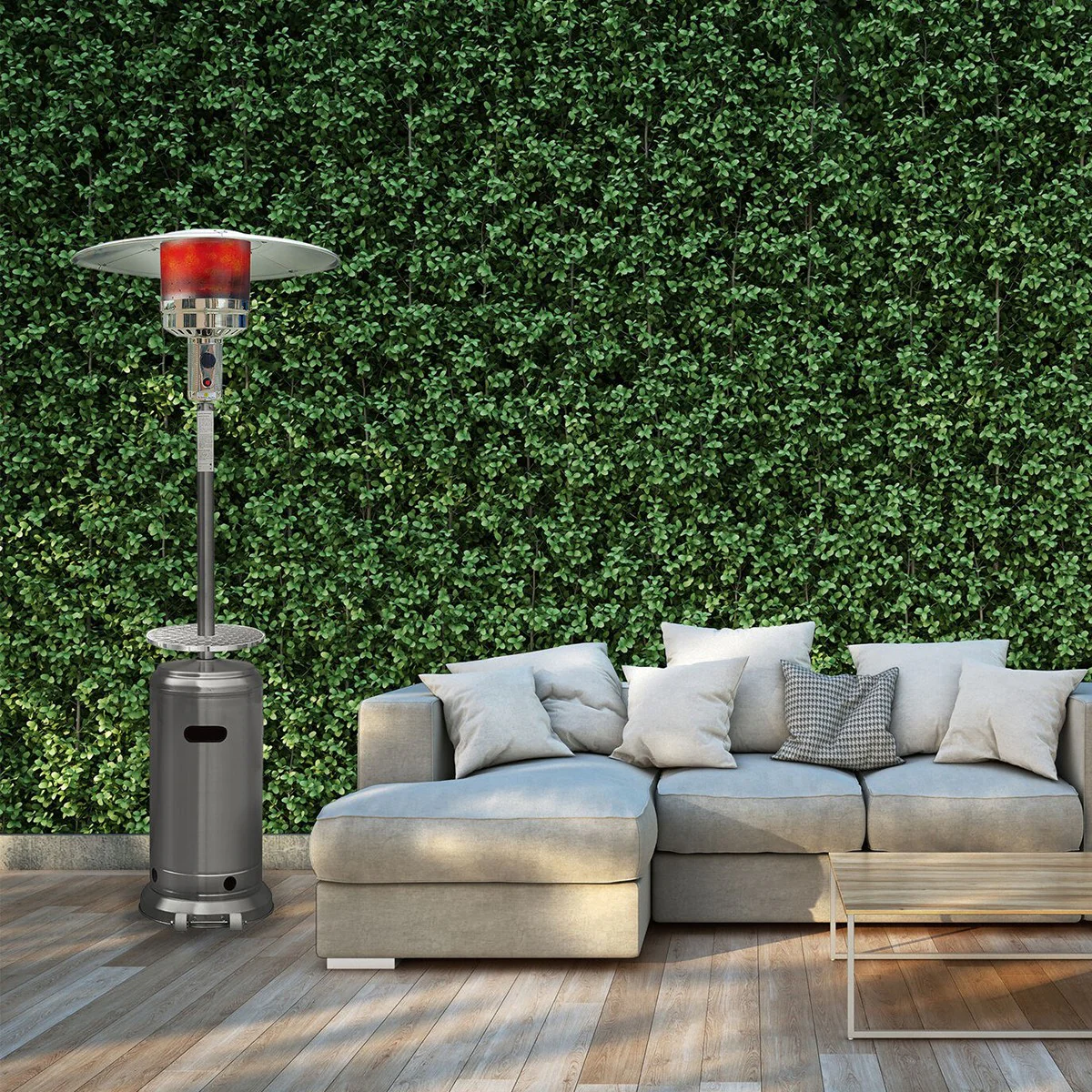 Hanover 48,000 BTU Umbrella Propane Patio Heater - Stainless Steel