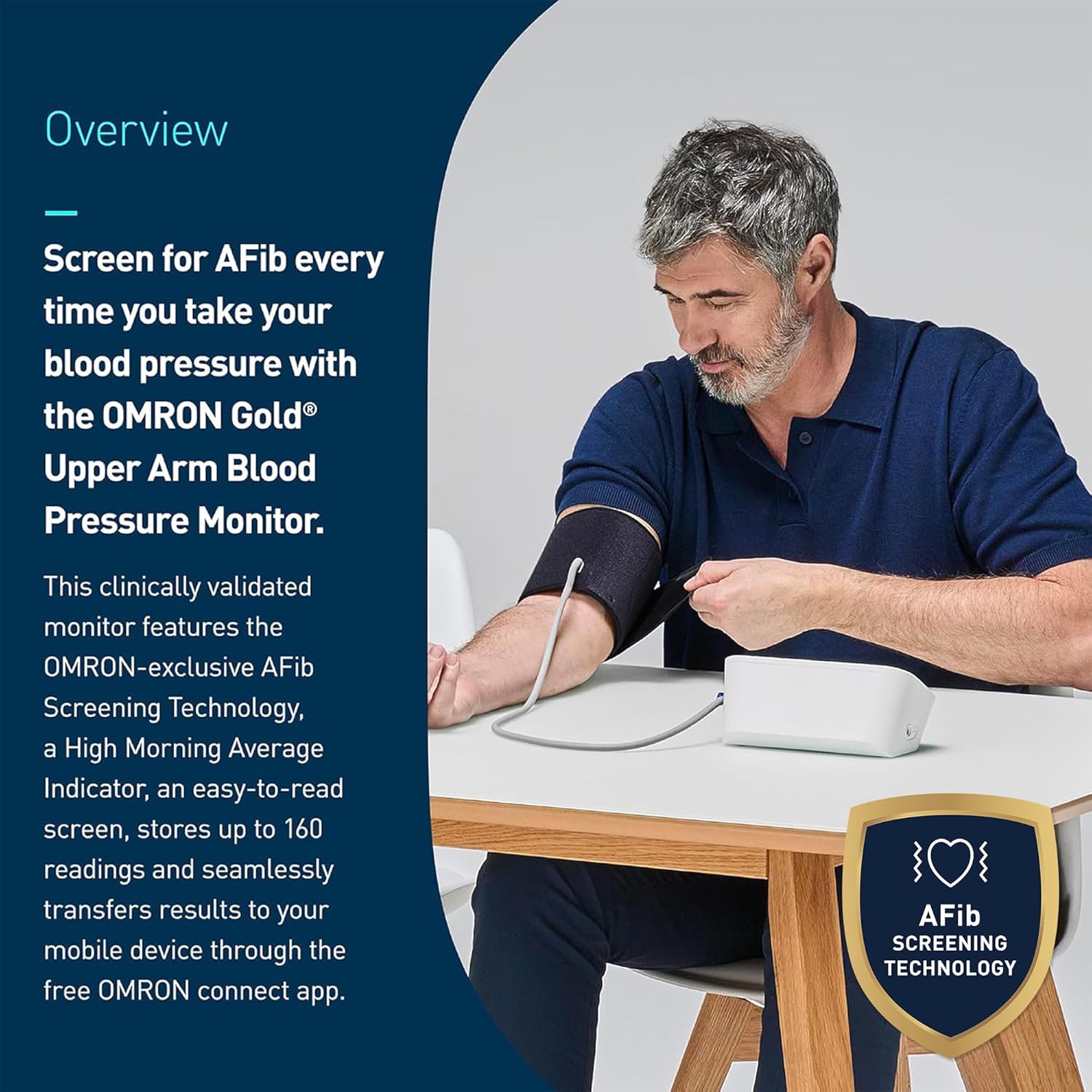 OMRON Gold Blood Pressure Monitor for Home Use & Upper Arm Blood Pressure Cuff - #1 Doctor & Pharmacist Recommended Brand - Clinically Validated - AFib Detection - Connect App