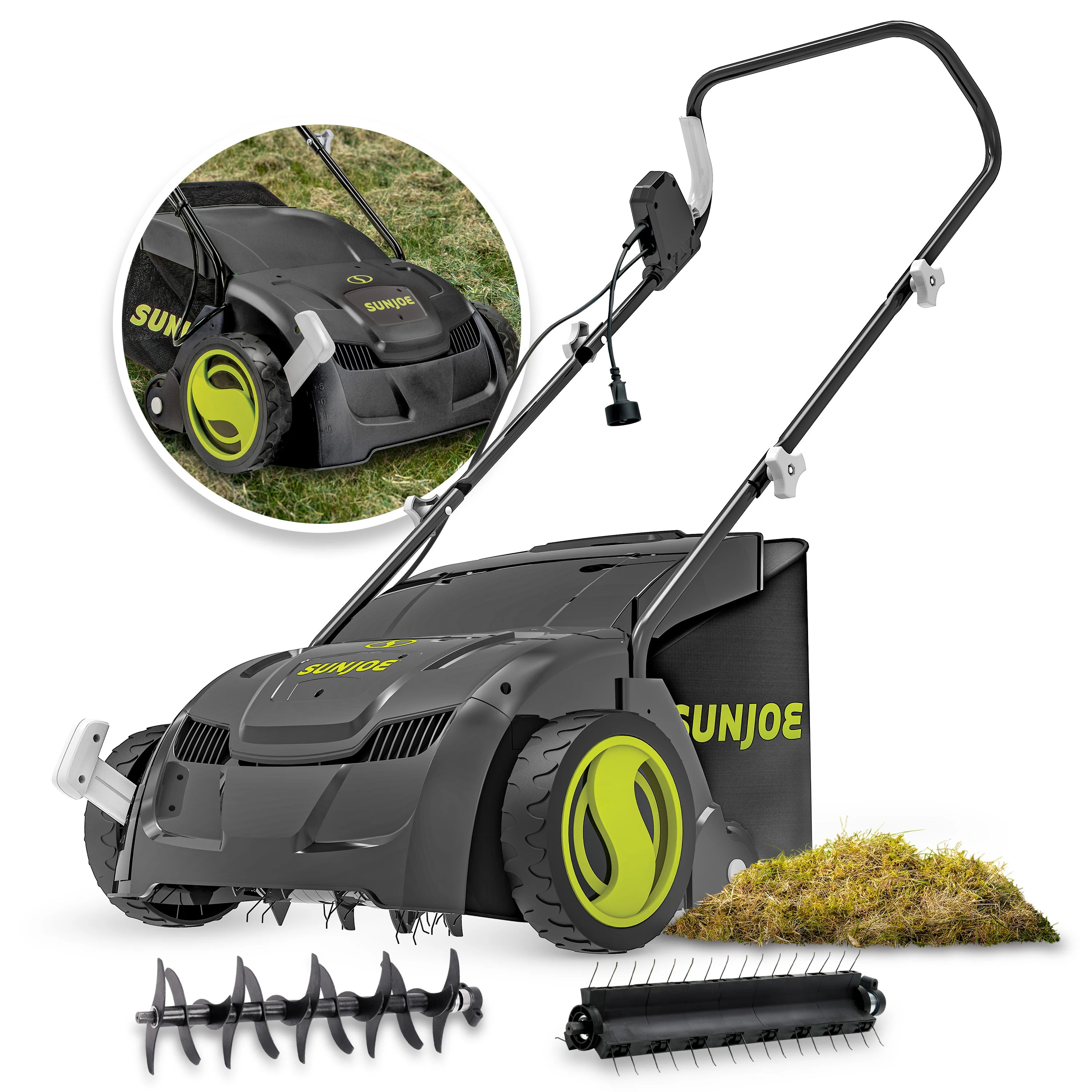 Sun Joe AJ801E Electric Lawn Dethatcher + Scarifier W/ Collection Bag | 12.6-inch | 12-Amp