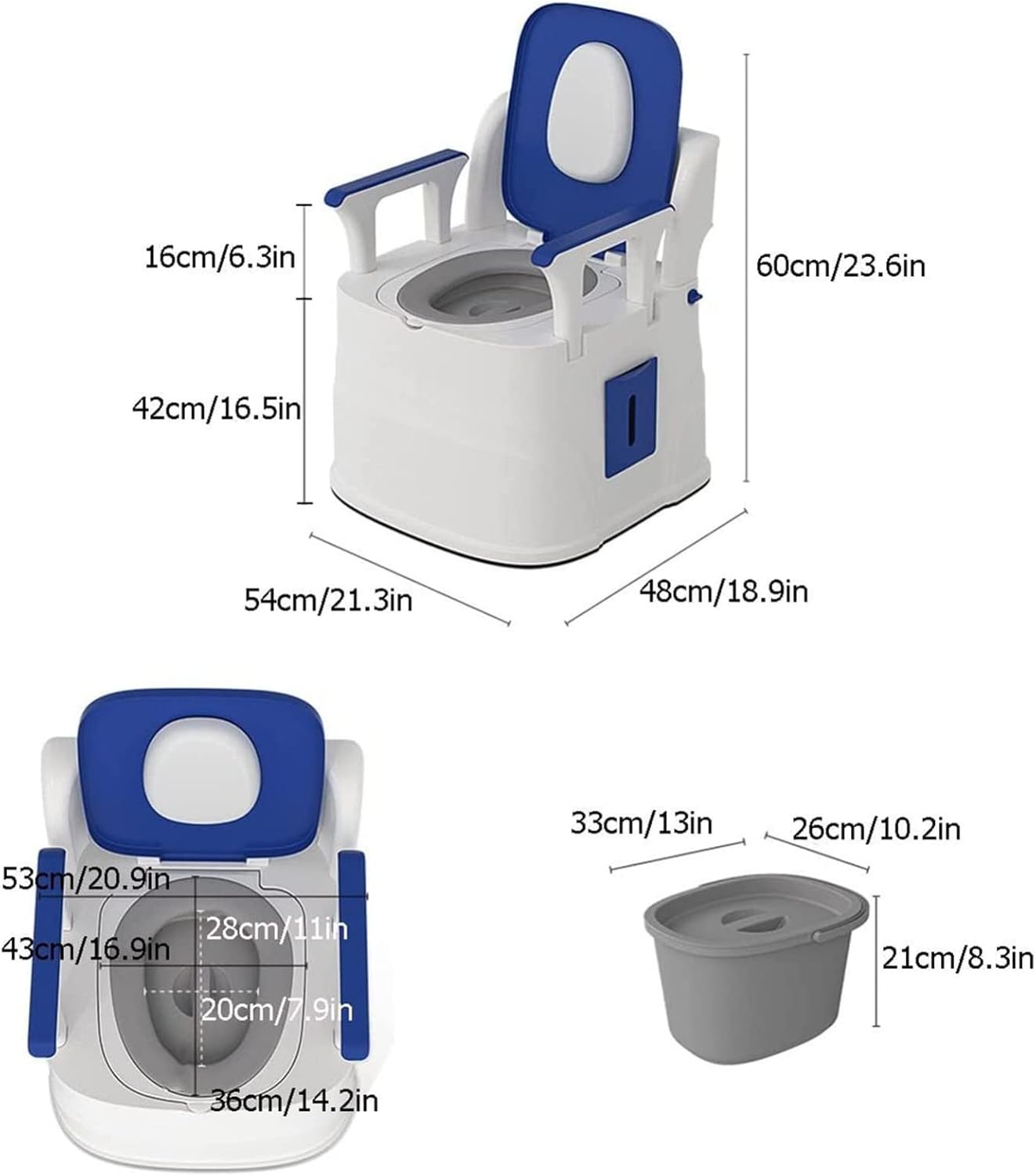 Bedside Commode, Bedside Toilet with Padded Seat and Back Commode Chair for Home Use 3 in 1 Portable Toilet Chair for The Elderly Disabled with a Bucket