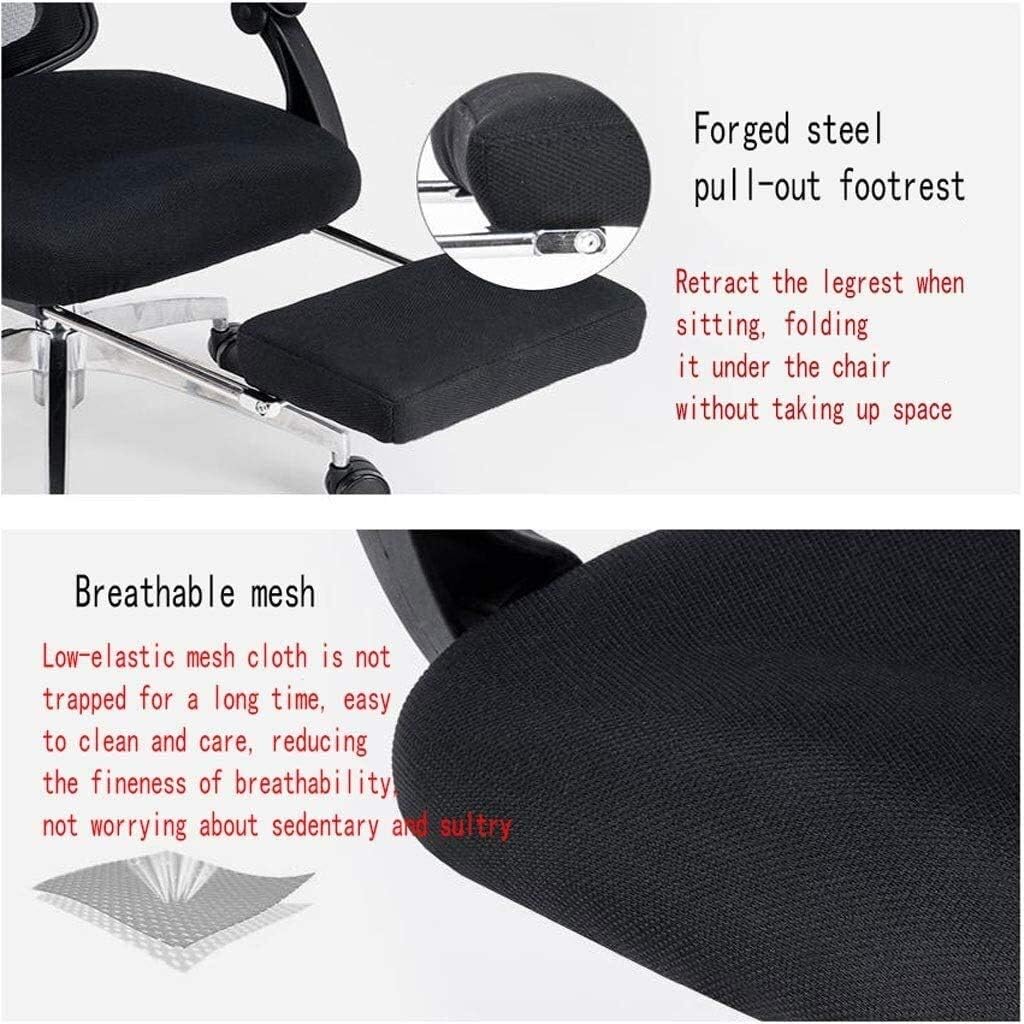 High-Back Leather Executive Swivel Adjustable Swivel Office Desk Chair with Armrests Lumbar Support Desk Ergonomic Chair Office Chair Household Lounge Chair Lifting Swing Chair Mesh (Blue Black frame)