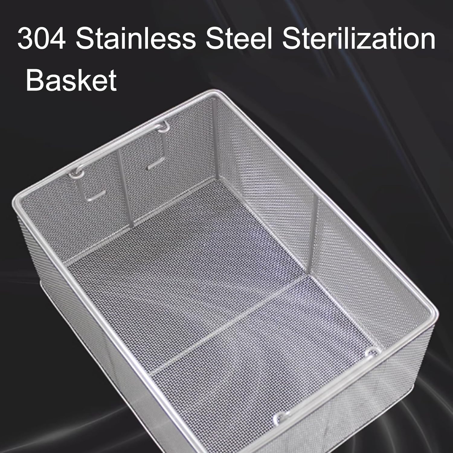 304 Stainless Steel Instrument Sterilization Basket, Suitable For Hospitals, Surgeries, Mesh 0.08in, Ultrasonic Cleaning Basket, Steel tray(15.7in*11.8in*7.9in)