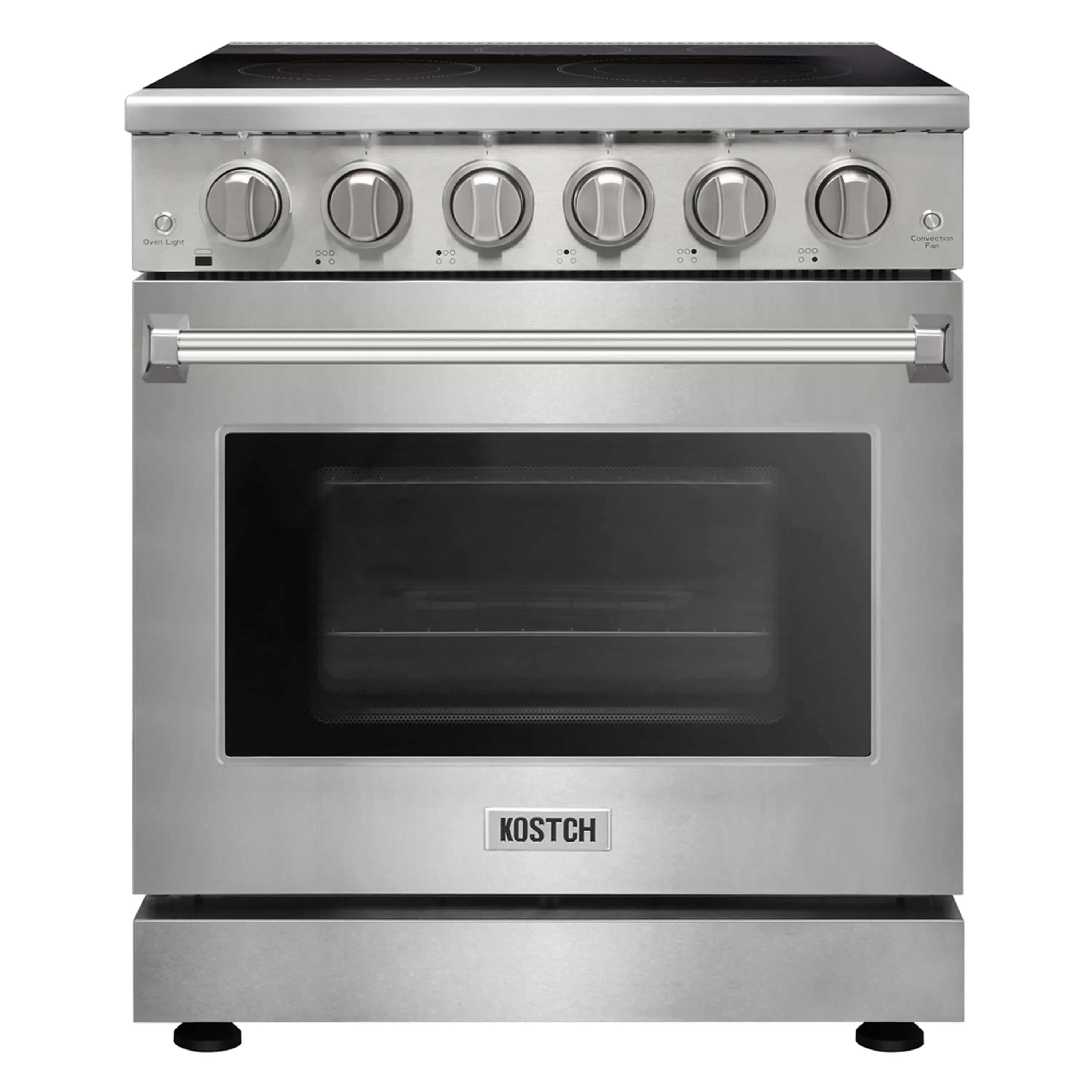 Kostch 30-Inch Glass Top Electric Range with 5 Burners & 4.55 Cu. Ft. Convection Oven in Stainless Steel (KOS-30RE06H-S)