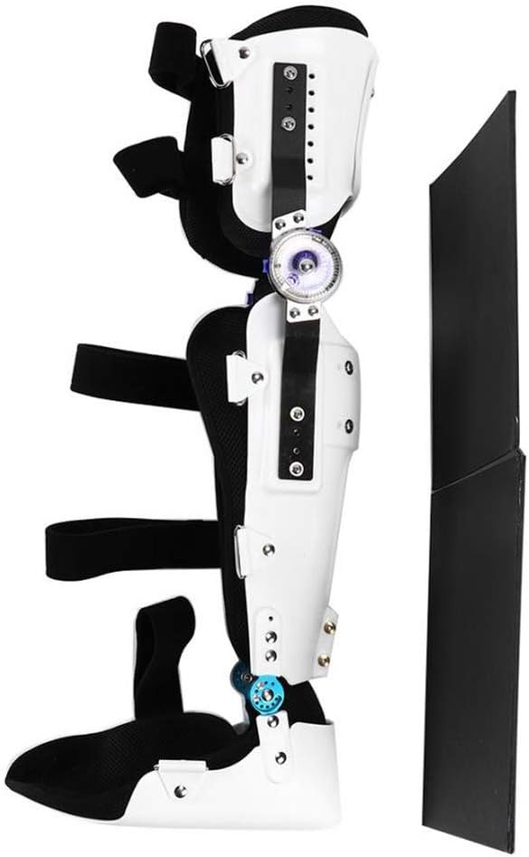 Adjustable Knee Joint Fixed Brace, Hinged Post Op Knee Brace, Breathable Thigh Knee Ankle Foot Supports Orthosis, Compression Support for Protection&Pain Relief (Left-Large