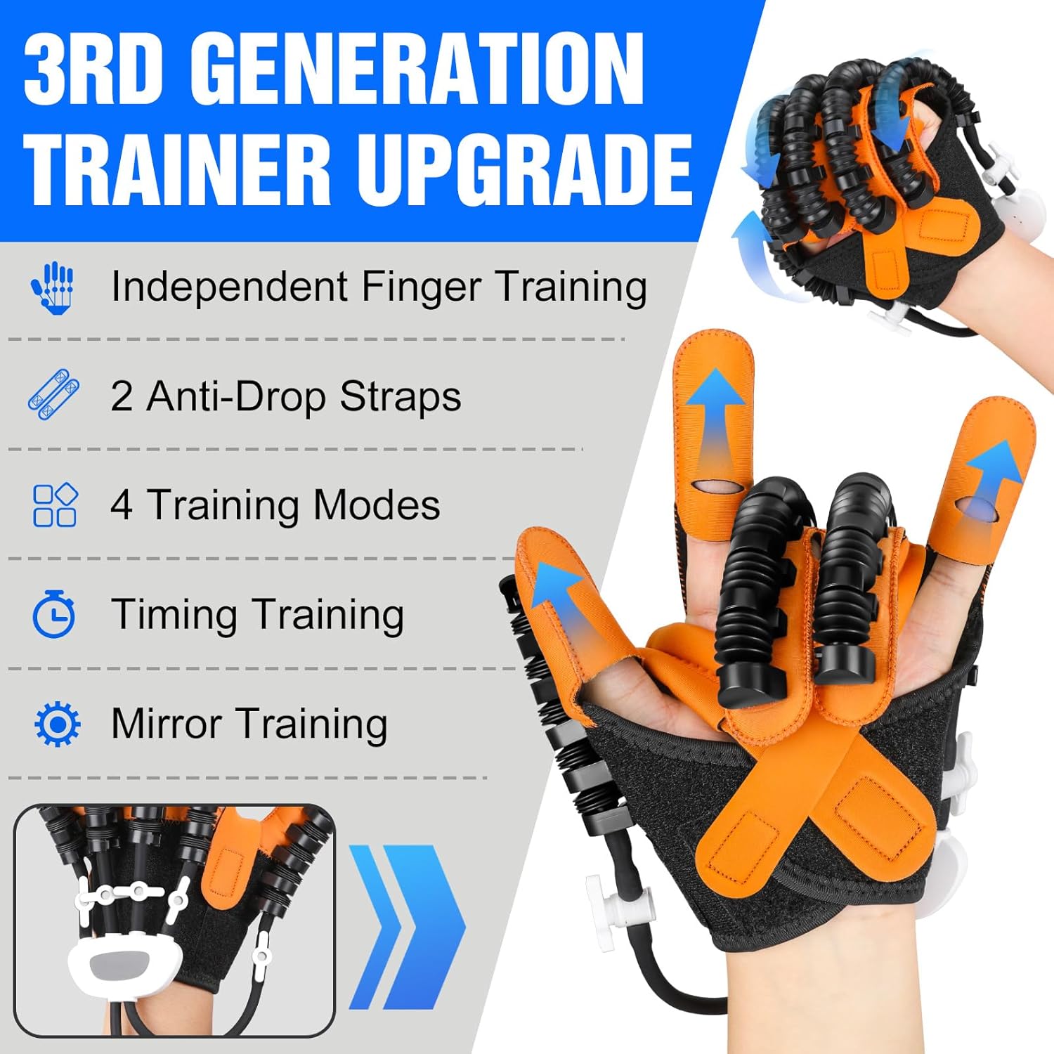Hand Rehabilitation Robot Gloves, 3rd Generation Portable USB Chargeable Hand Stroke Recovery Equipment, 4 Modes & 9 Strength Levels Robot Hand Gloves For Hemiplegia Hand Therapy, Left Hand L