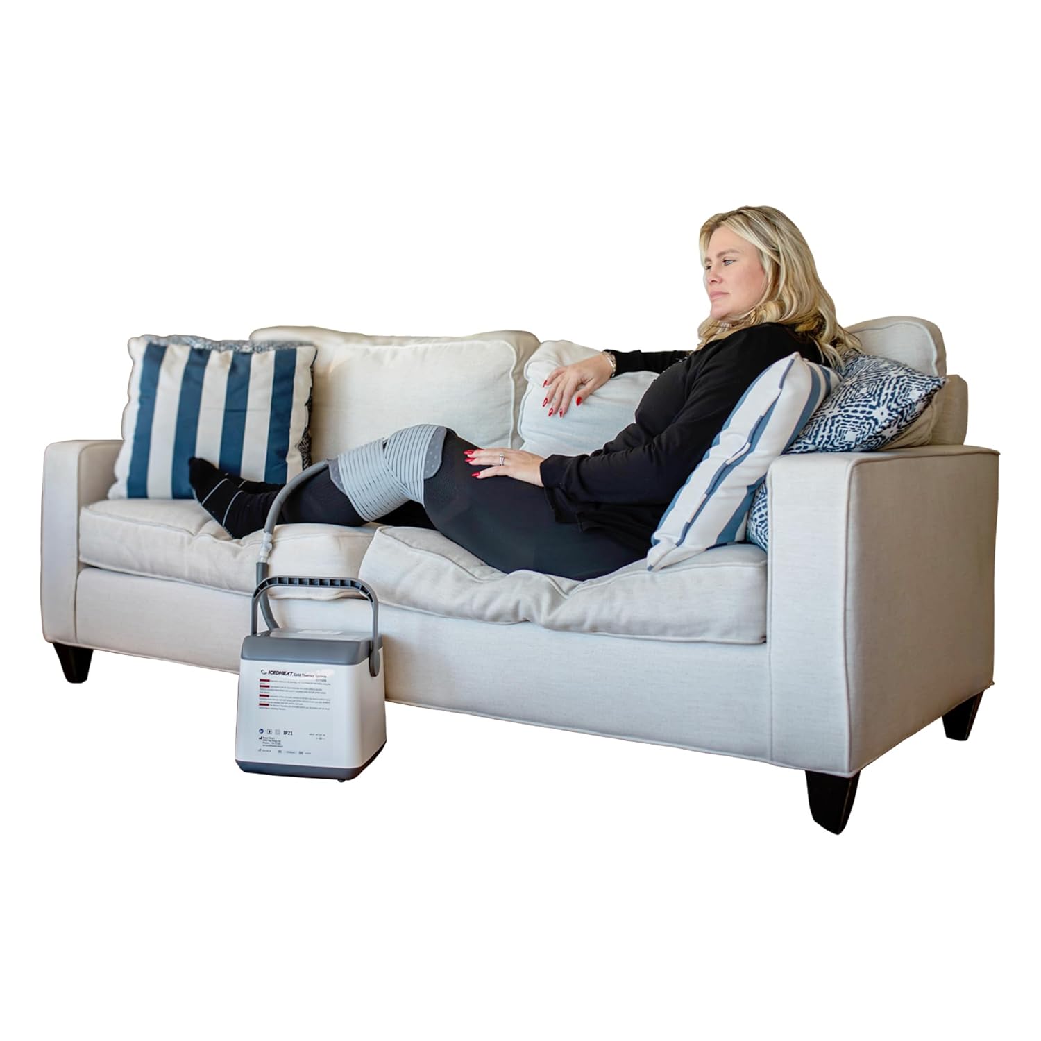 ROM Hinged Left Elbow Brace + Iced Heat Hot Cold Circulating Therapy Machine with Universal Pad