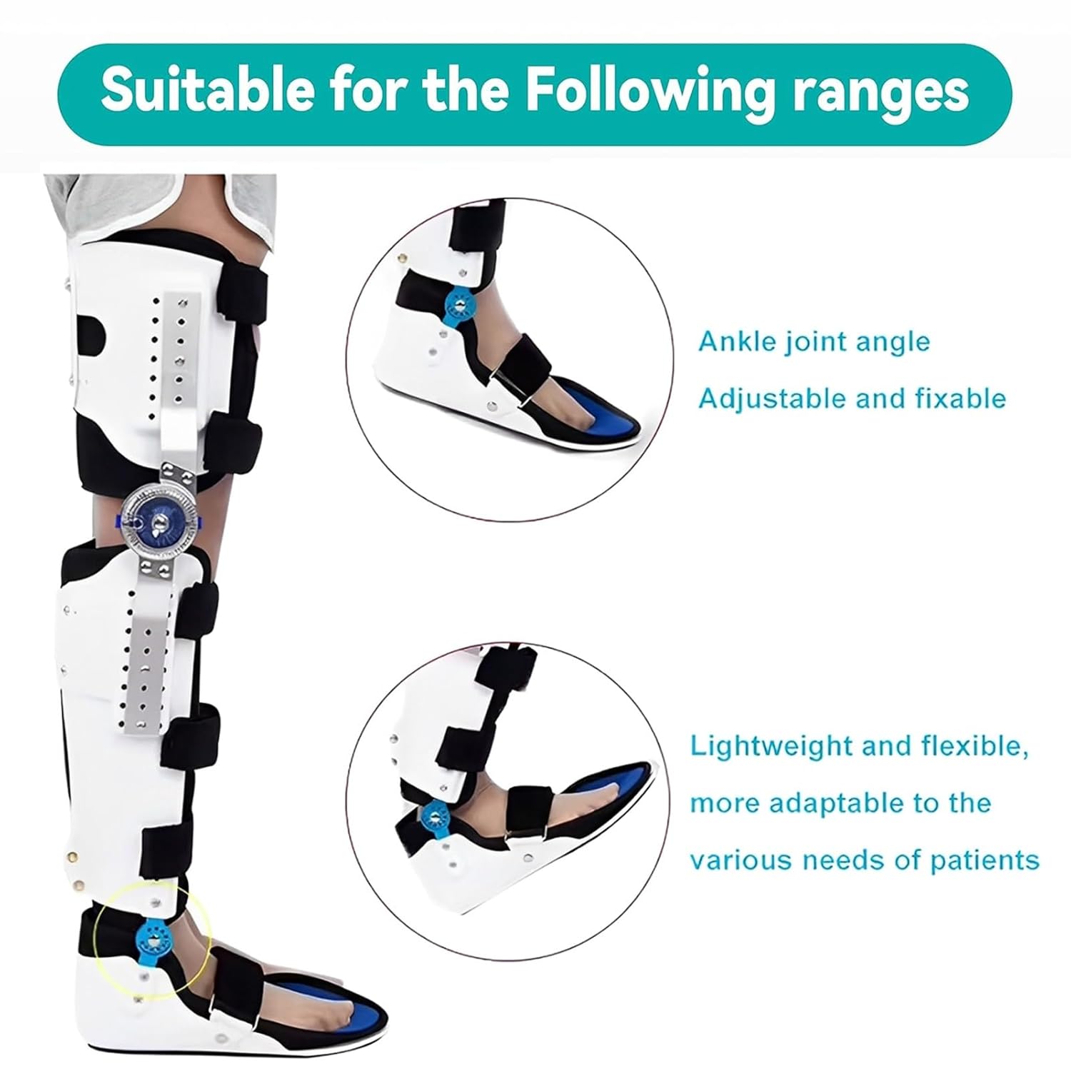 Unloader knee brace Knee Joint Fixed Brace Full Leg with Walking Boots Knee Immobilizer with Locking Dials & Side Strong Stabilizers Thigh Knee Leg Ankle Fixed Limb Strap for Men and Women(Adjustable,
