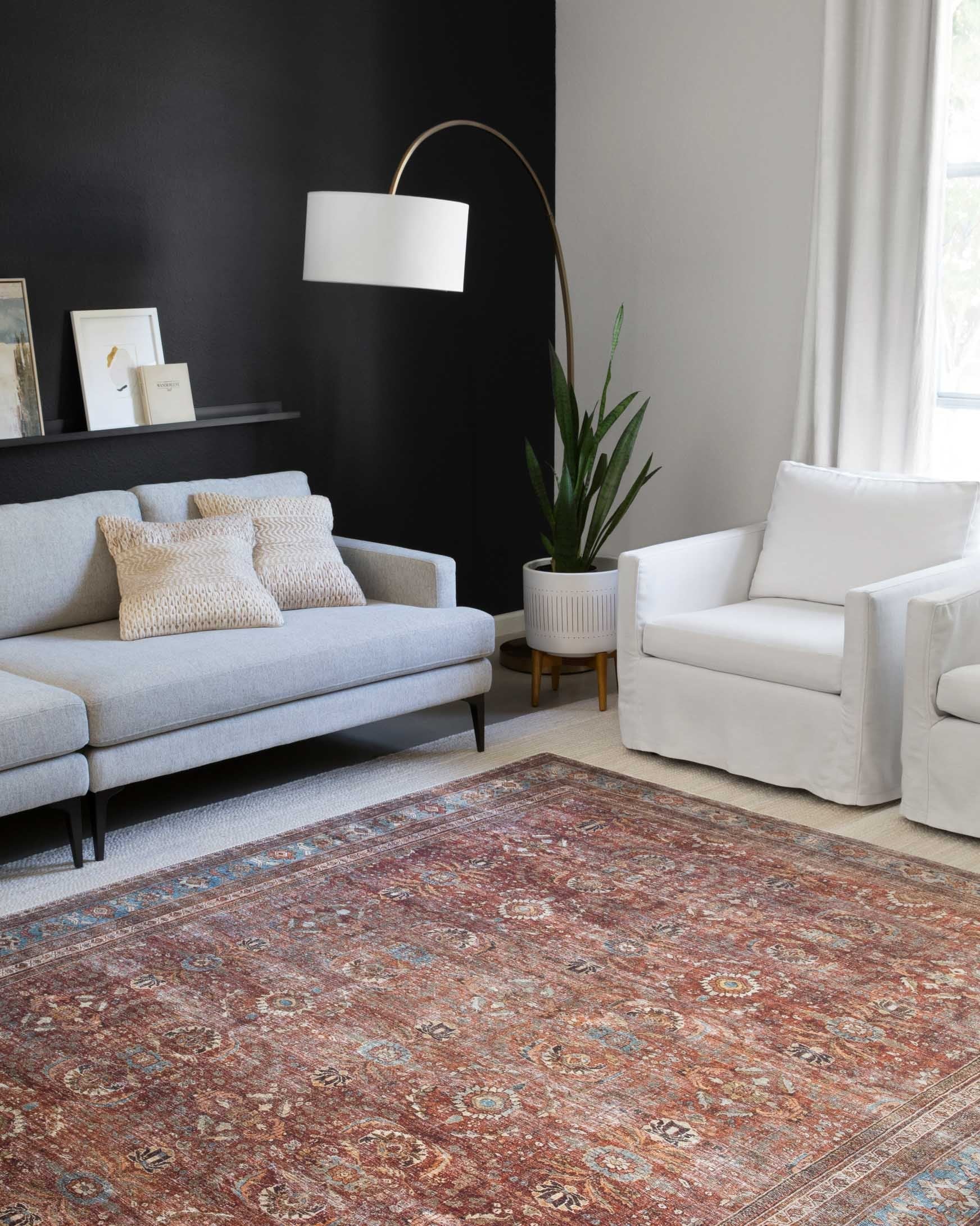 Loloi II Layla Collection - Traditional Power Loomed Rug in Brick & Blue (LAY-01)