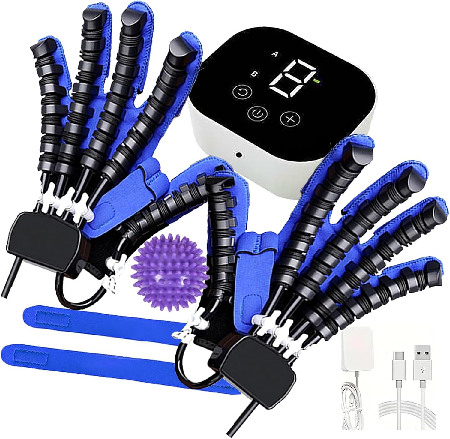 Rehabilitation Robot Glove, Hemiplegia Patient Left Right Hand Recovery Equipment, Adjustable Finger Orthosis Training Equipment, Relieve Cramps