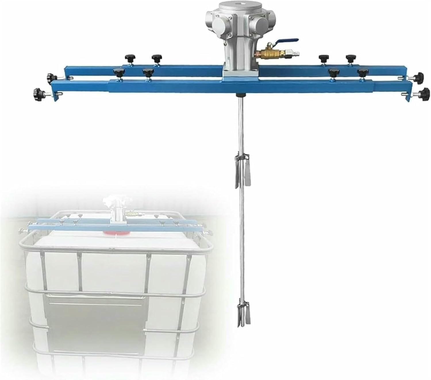 1300RPM Pneumatic Agitator, 1.5HP Tank Mixer Machine, 1000L IBC Air Agitator, 960mm Mixing Rod Length, Impeller Diameter*