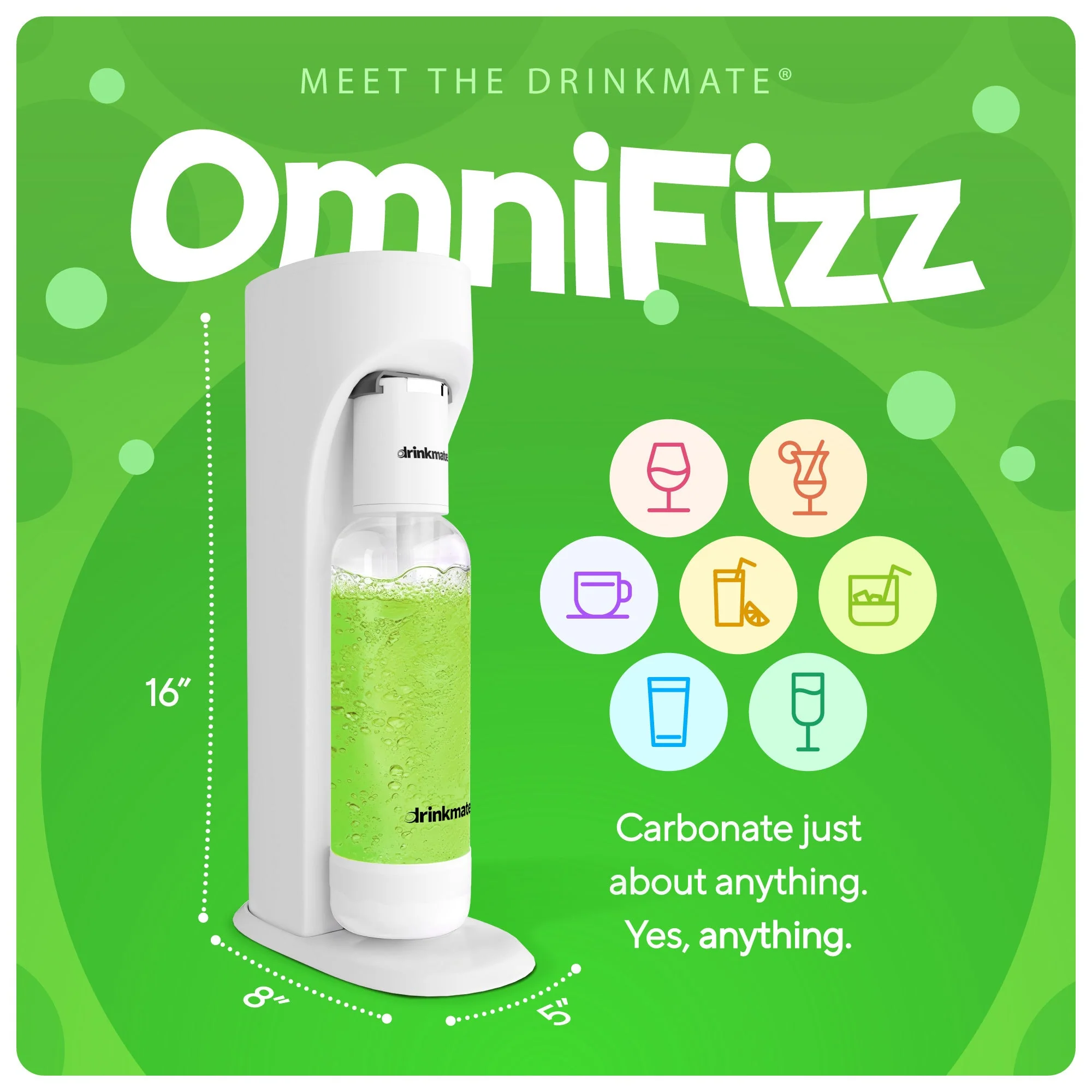 Drinkmate OmniFizz Sparkling Water and Soda Maker 3 Cylinder and extra 0.5L Bottle Ultimate Bundle