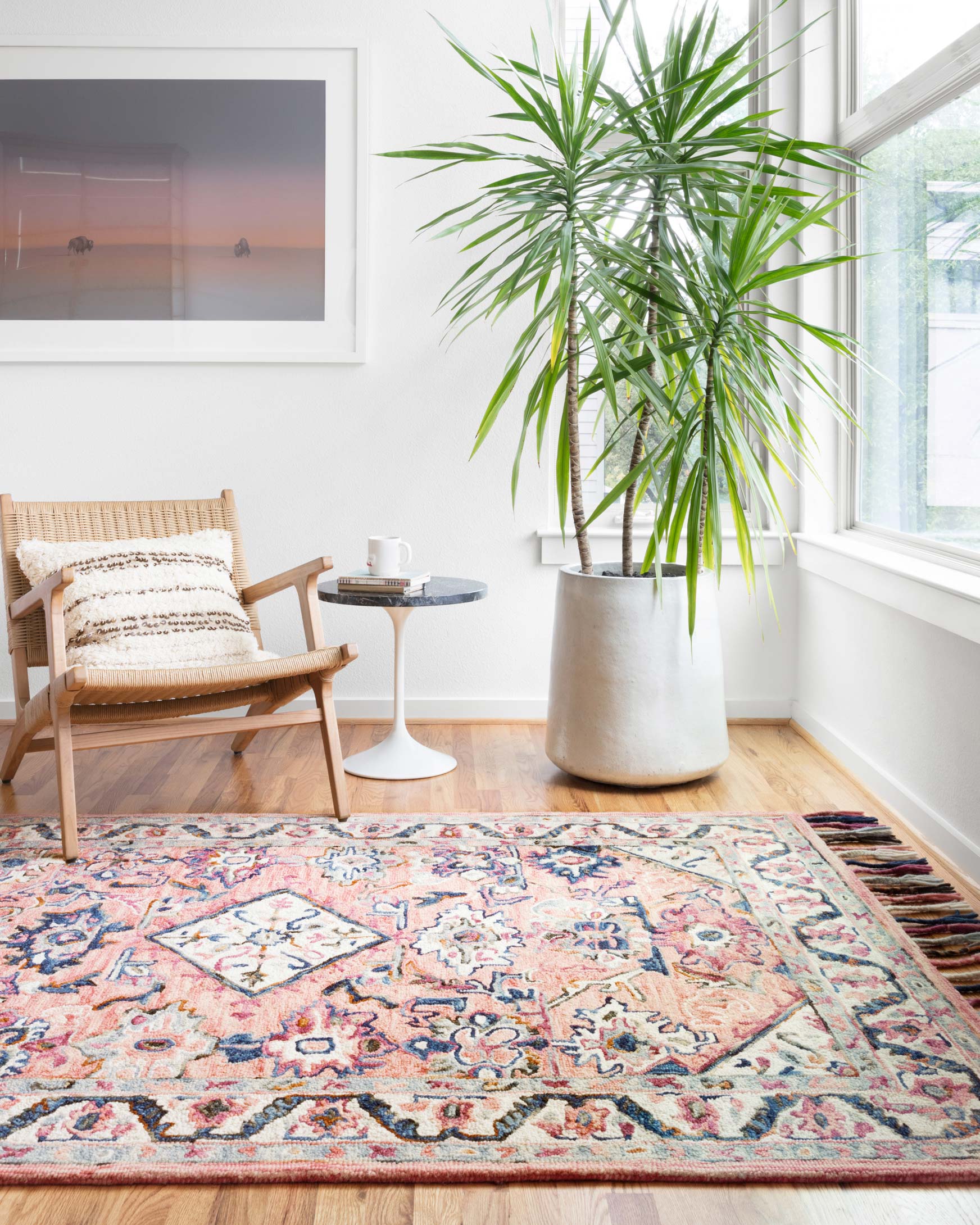 Loloi II Elka Collection - Transitional Hooked Rug in Pink (ELK-04)