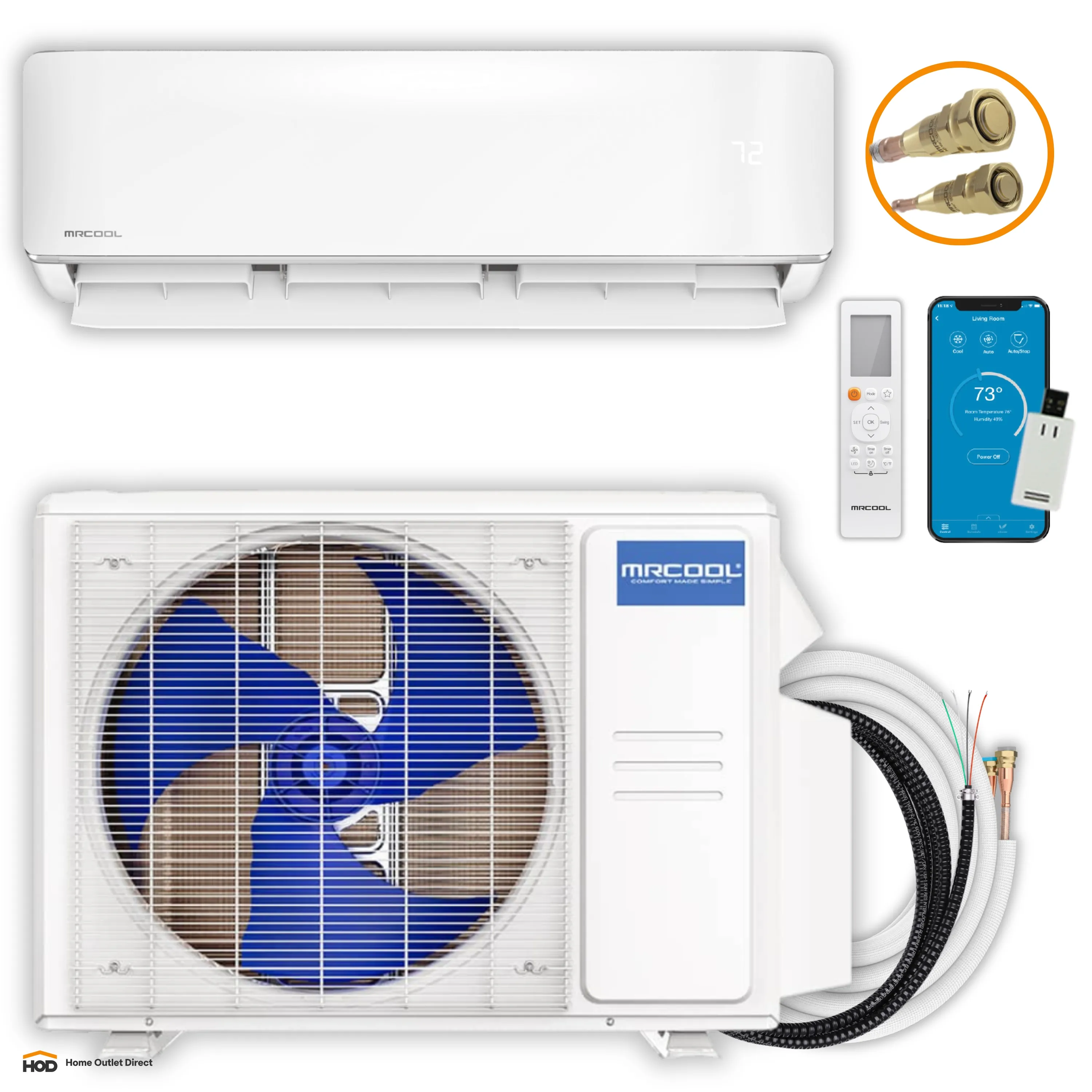 MRCOOL DIY® 5th Gen E Star 24,000 BTU Single Zone Mini Split Complete System with 25 Ft. Line Set, 230V (DIY-24-HP-WM-230D25-O)