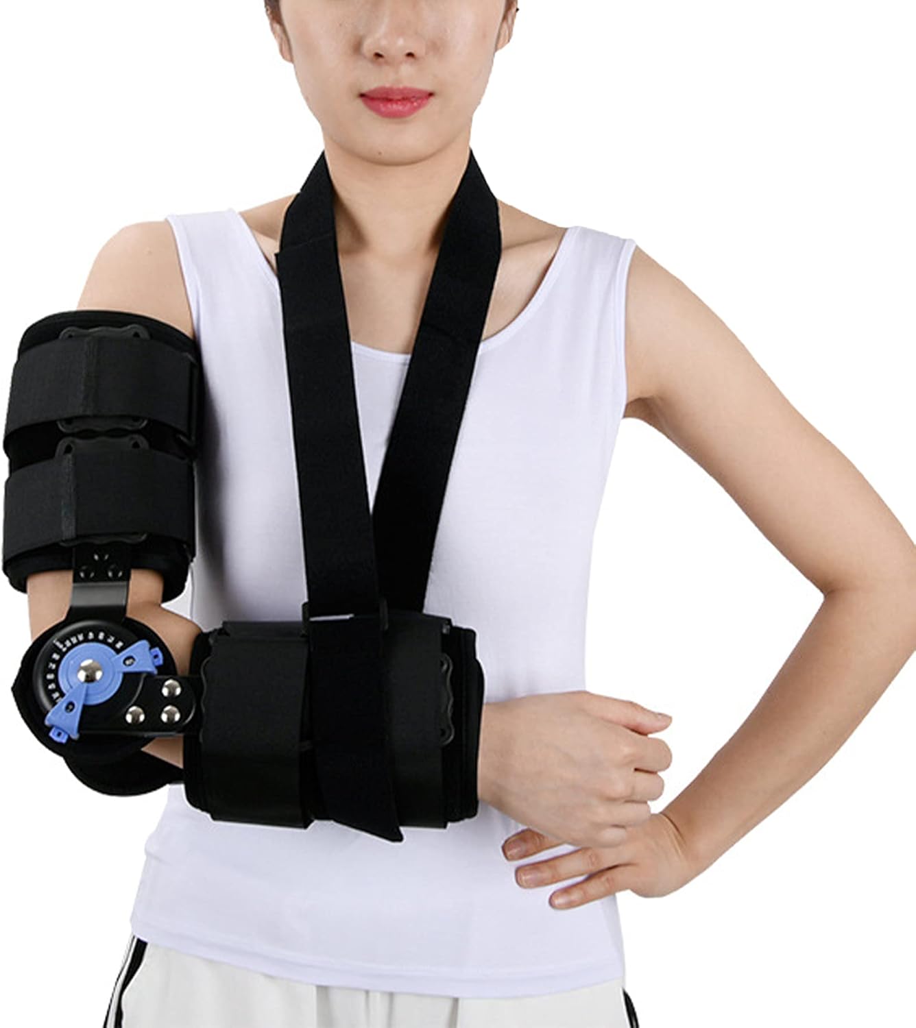 Hinged ROM Elbow Brace Hinged Support Sling Stabilizer for Dislocated Arm Post Op Elbow Brace Stabilizer Splint Arm Orthosis Injury Recovery Support Surgery ?,Right