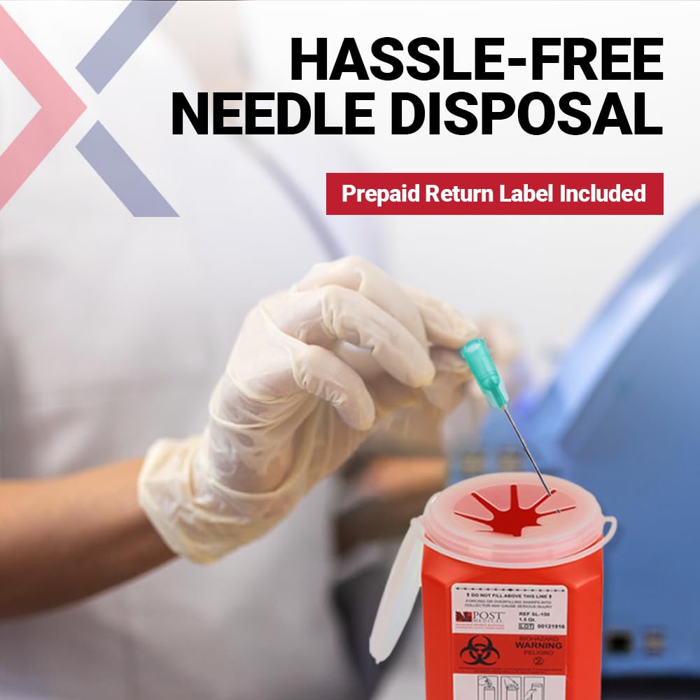 1.5qt (6PK) Mail-in Take Back Sharps Containers with Destruction Services for Safe & Environmentally-Responsible Needle Disposal | Home, Personal, Travel, and Professional Use