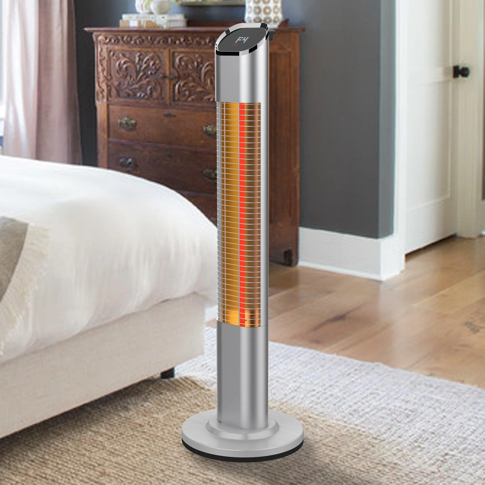 Parrot Uncle 1500-Watt Electric Patio Heater Infrared Outdoor/Indoor Use with Remote Control, 24 Hour Timer